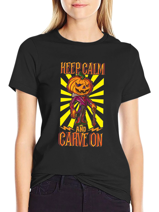 Keep Calm and Carve On Halloween T-Shirt