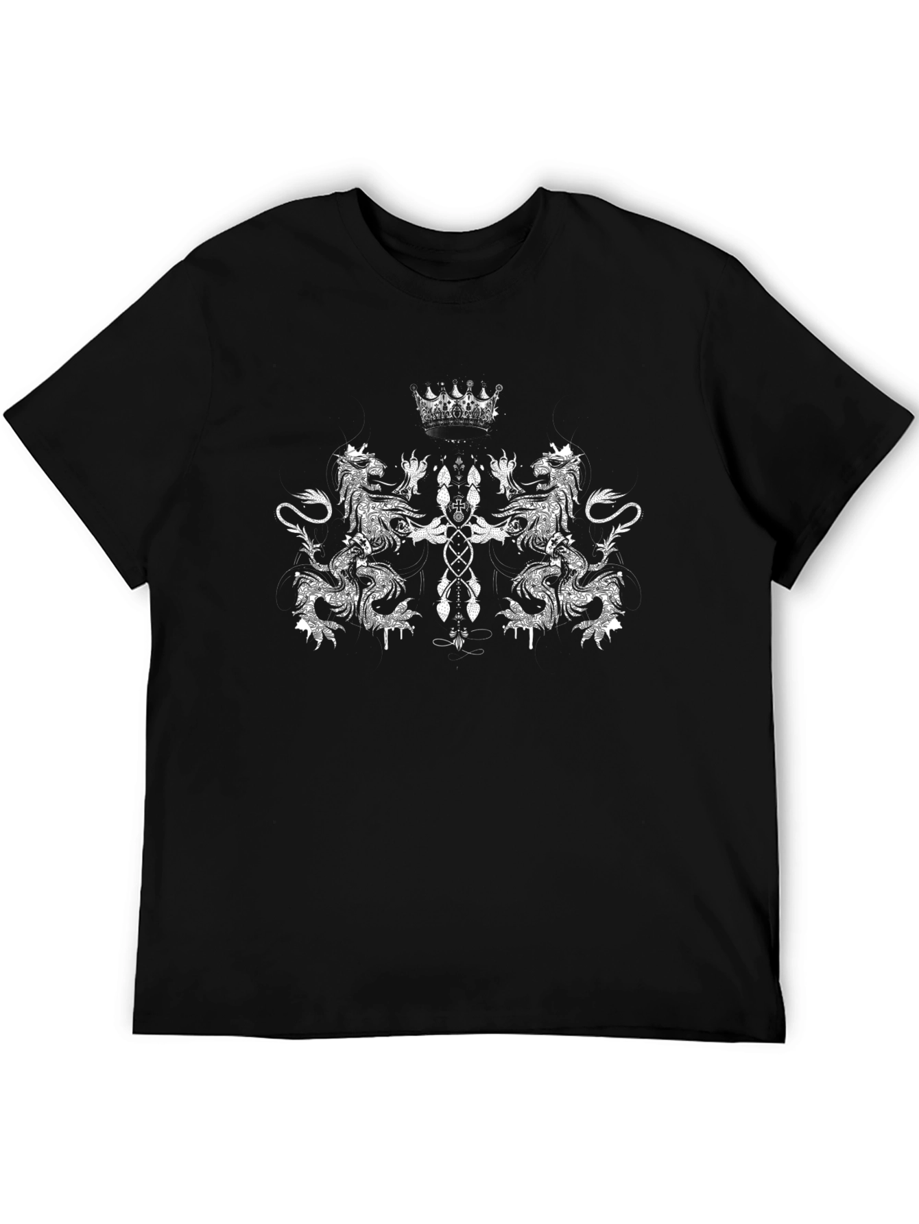 Black T-Shirt with Lion Crest Graphic