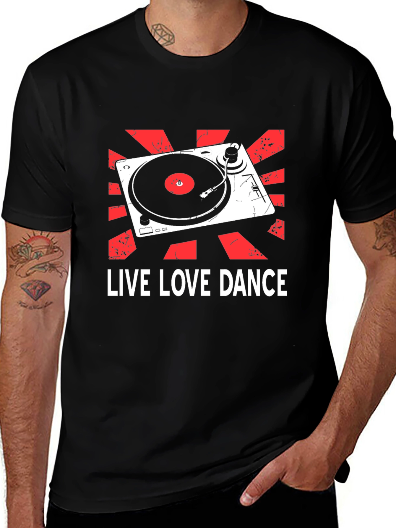 Live Love Dance DJ Turntable Graphic T-Shirt