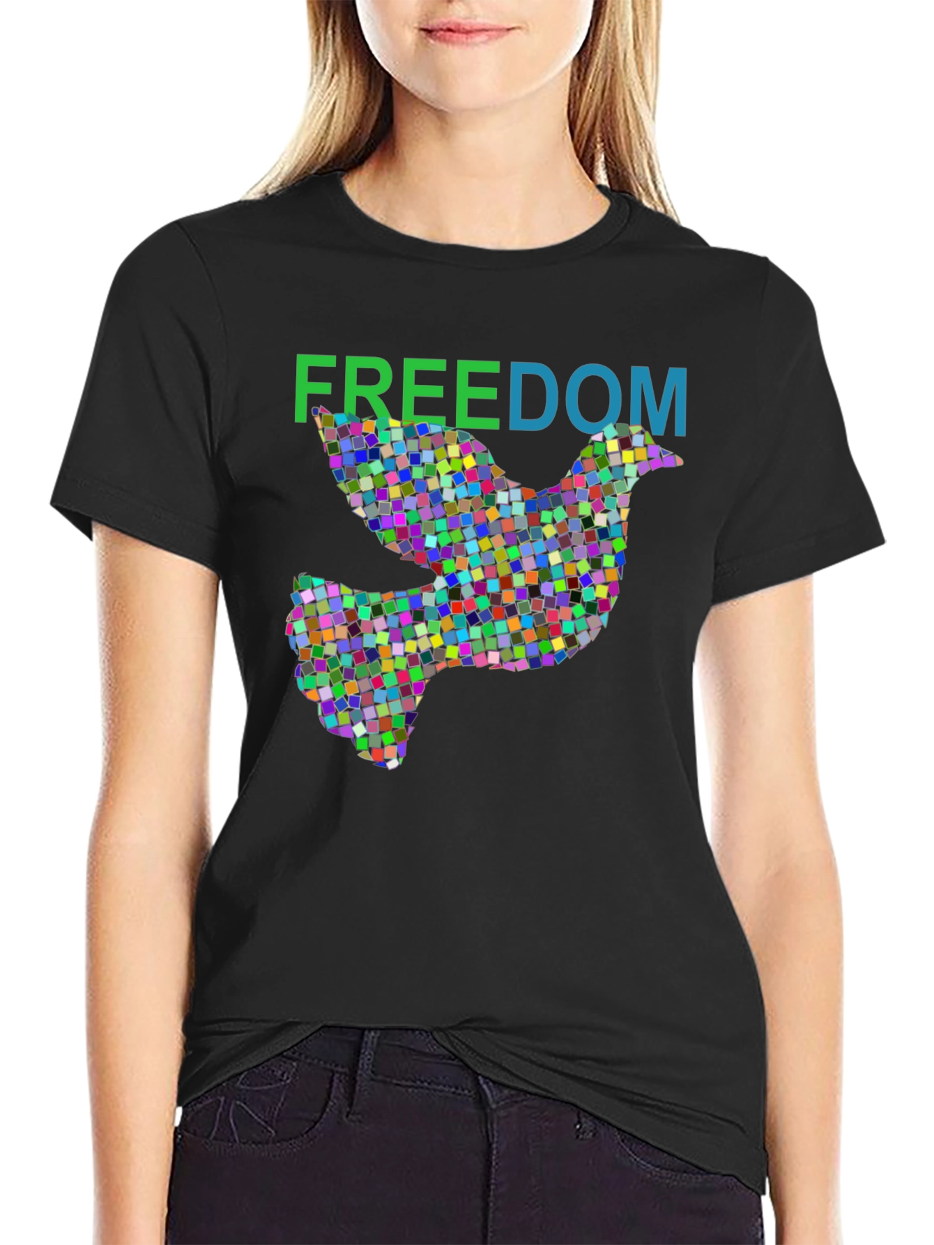 Freedom Dove Graphic Tee - Stylish Mens Black T-Shirt