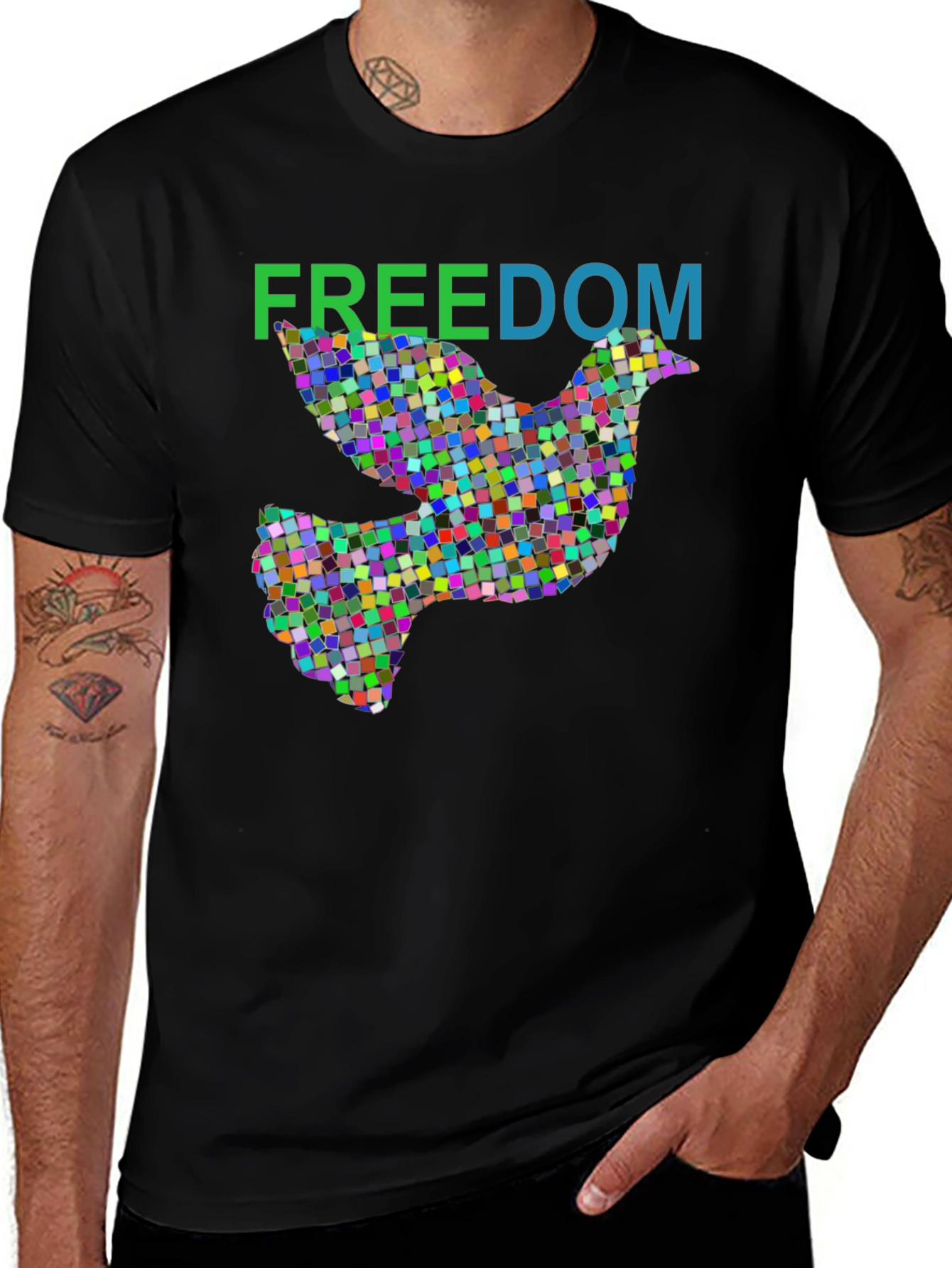 Freedom Dove Graphic Tee - Stylish Mens Black T-Shirt