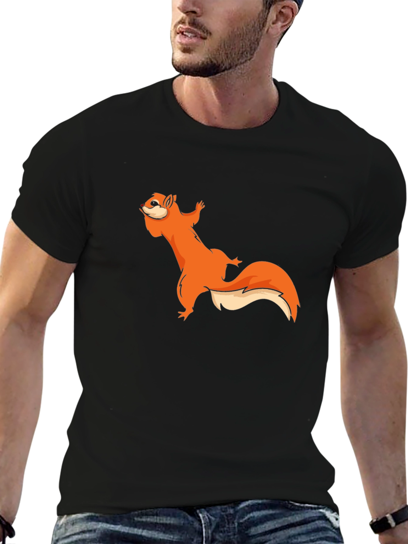Squirrel Graphic Black T-Shirt - Unisex