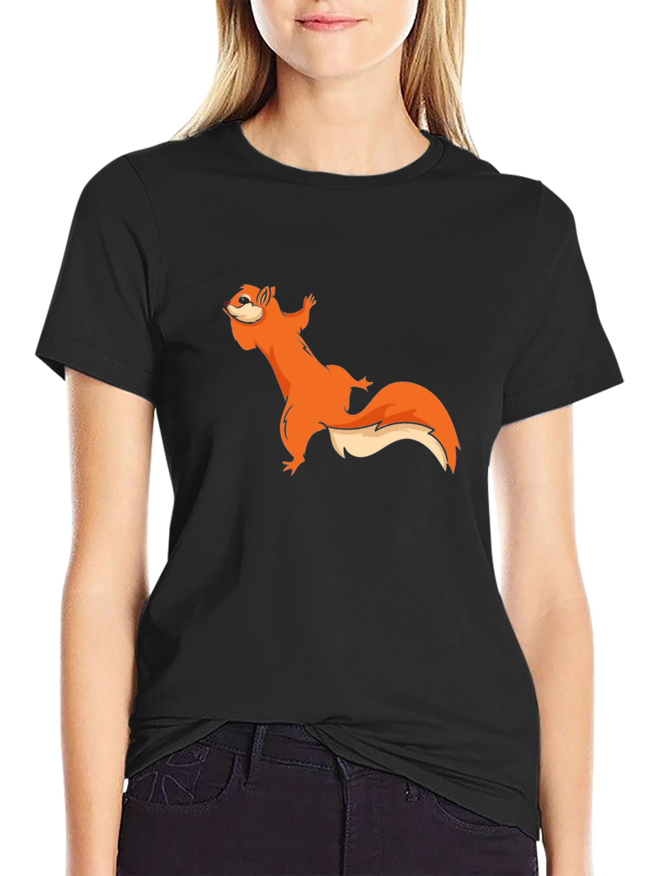 Squirrel Graphic Black T-Shirt - Unisex