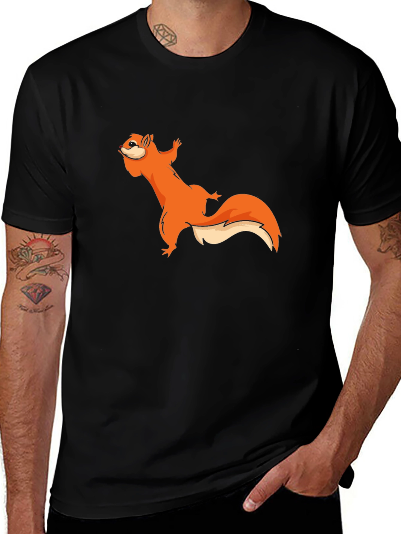 Squirrel Graphic Black T-Shirt - Unisex