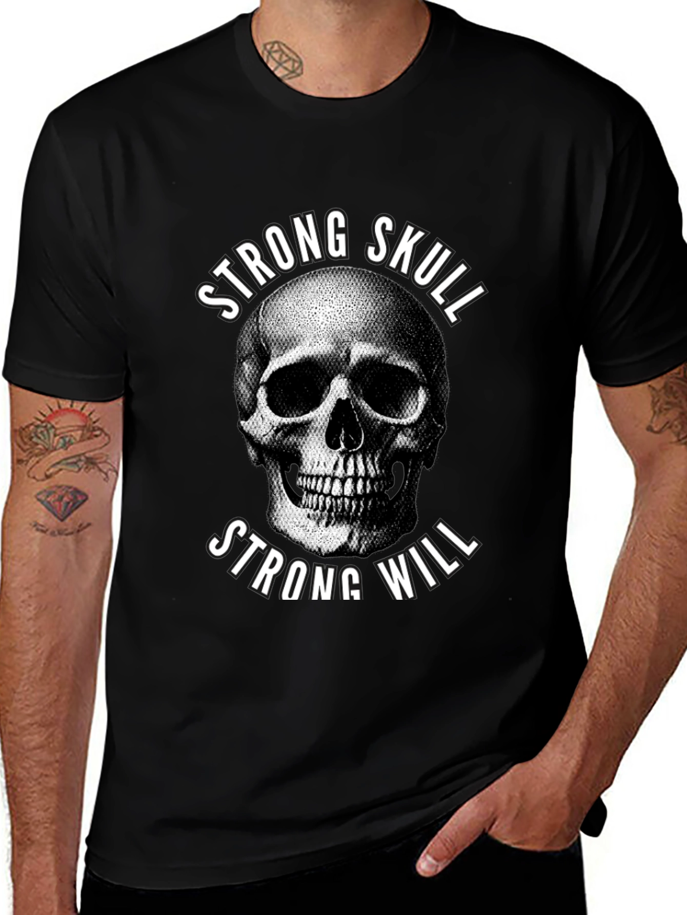 Strong Skull Strong Will Graphic Tee - Black