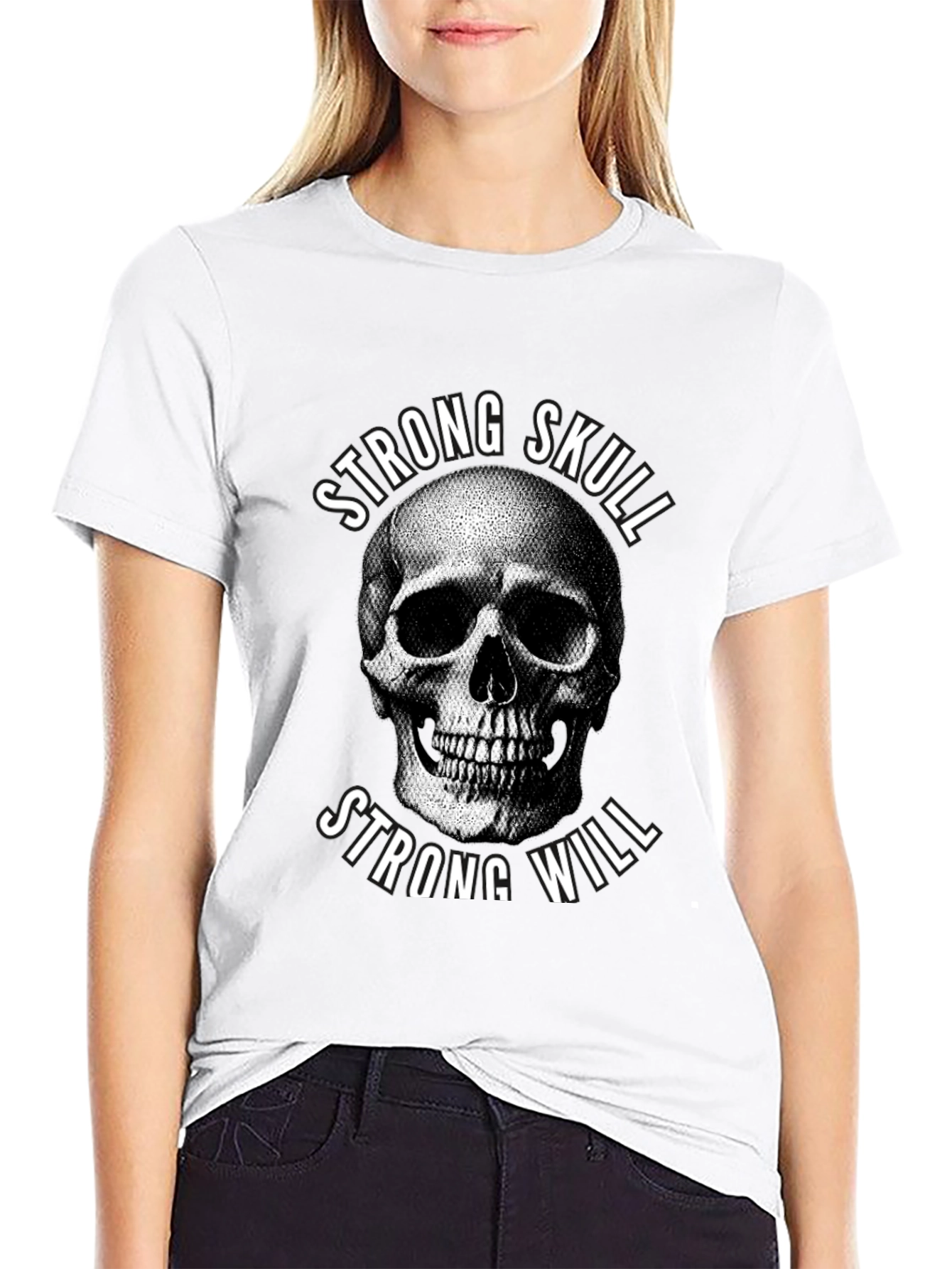 Strong Skull Strong Will Graphic Tee - Black