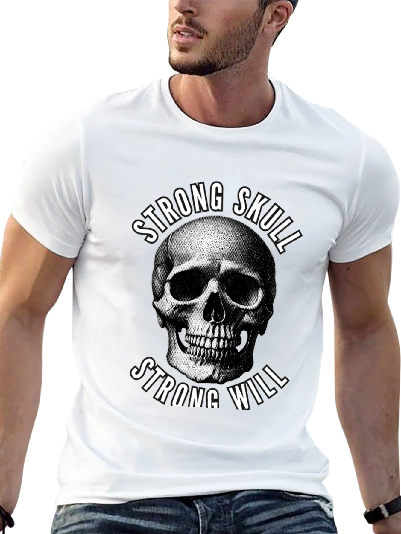 Strong Skull Strong Will Graphic Tee - Black