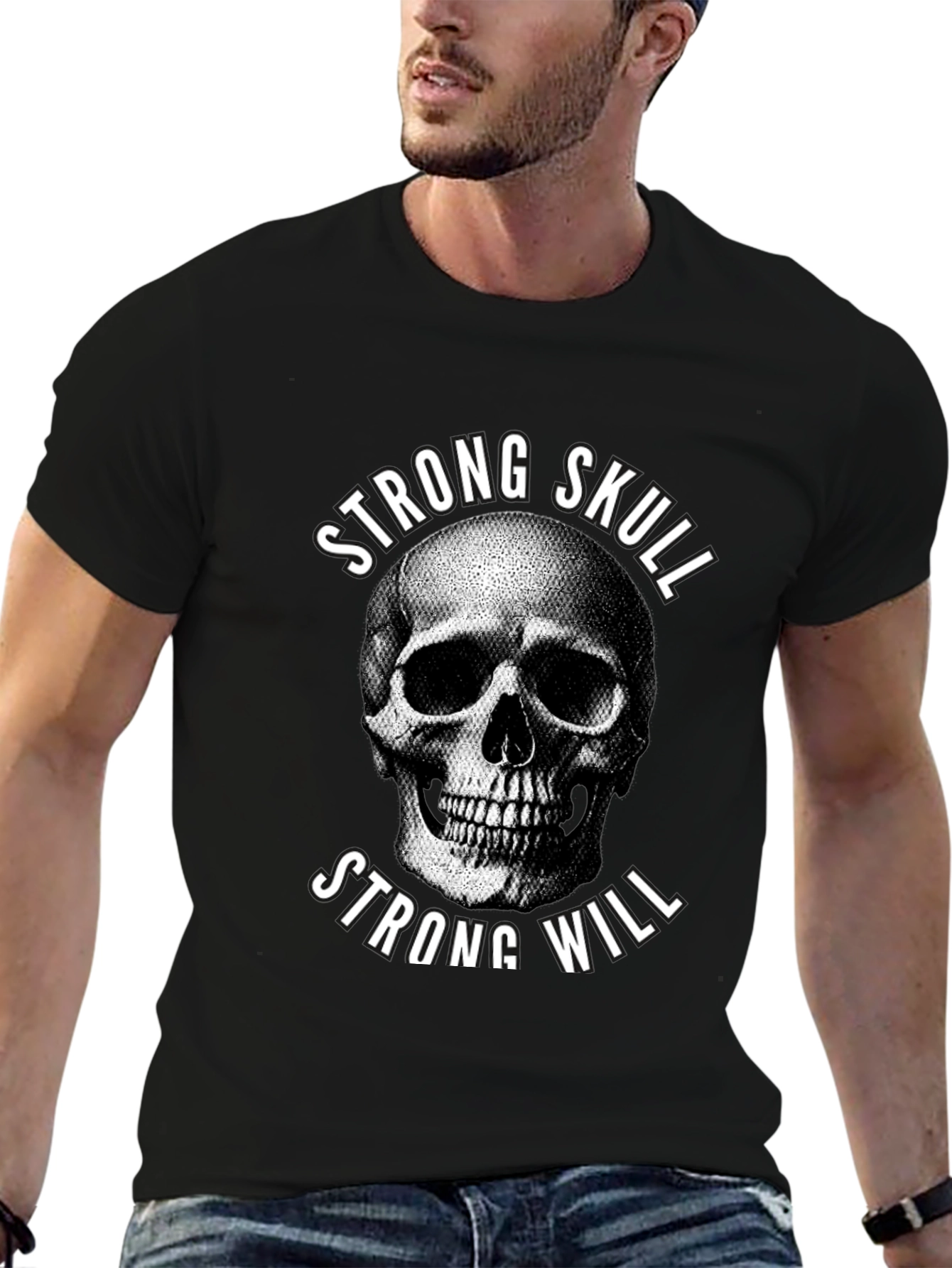 Strong Skull Strong Will Graphic Tee - Black