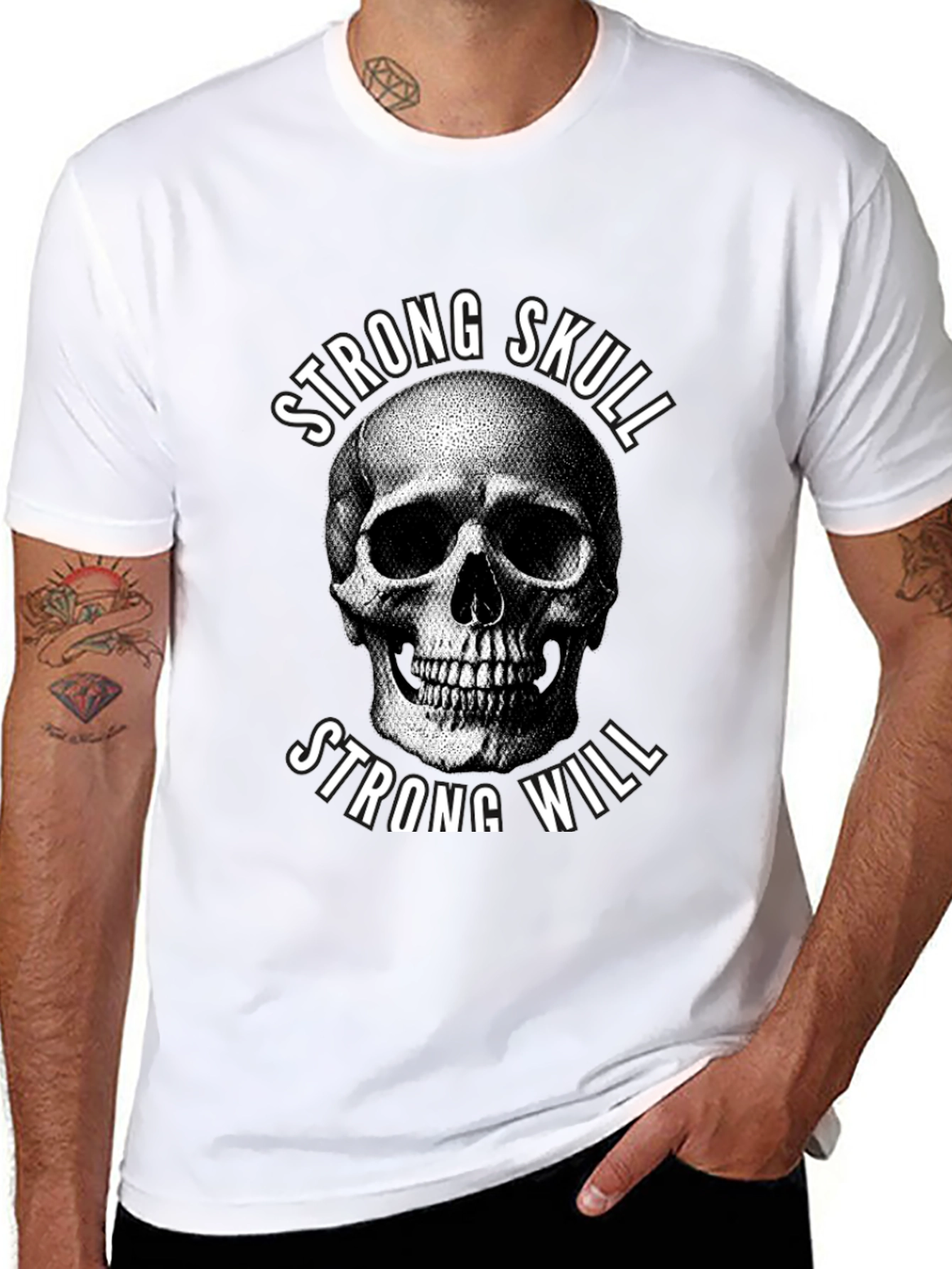 Strong Skull Strong Will Graphic Tee - Black