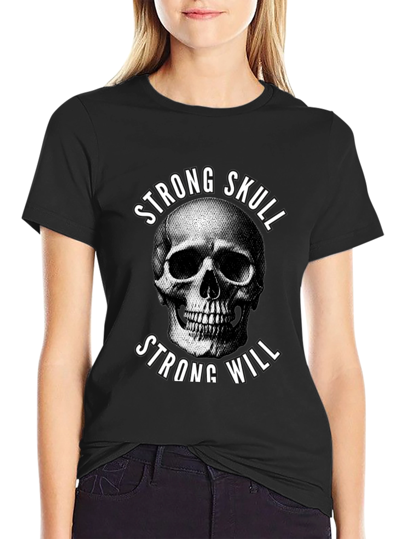 Strong Skull Strong Will Graphic Tee - Black