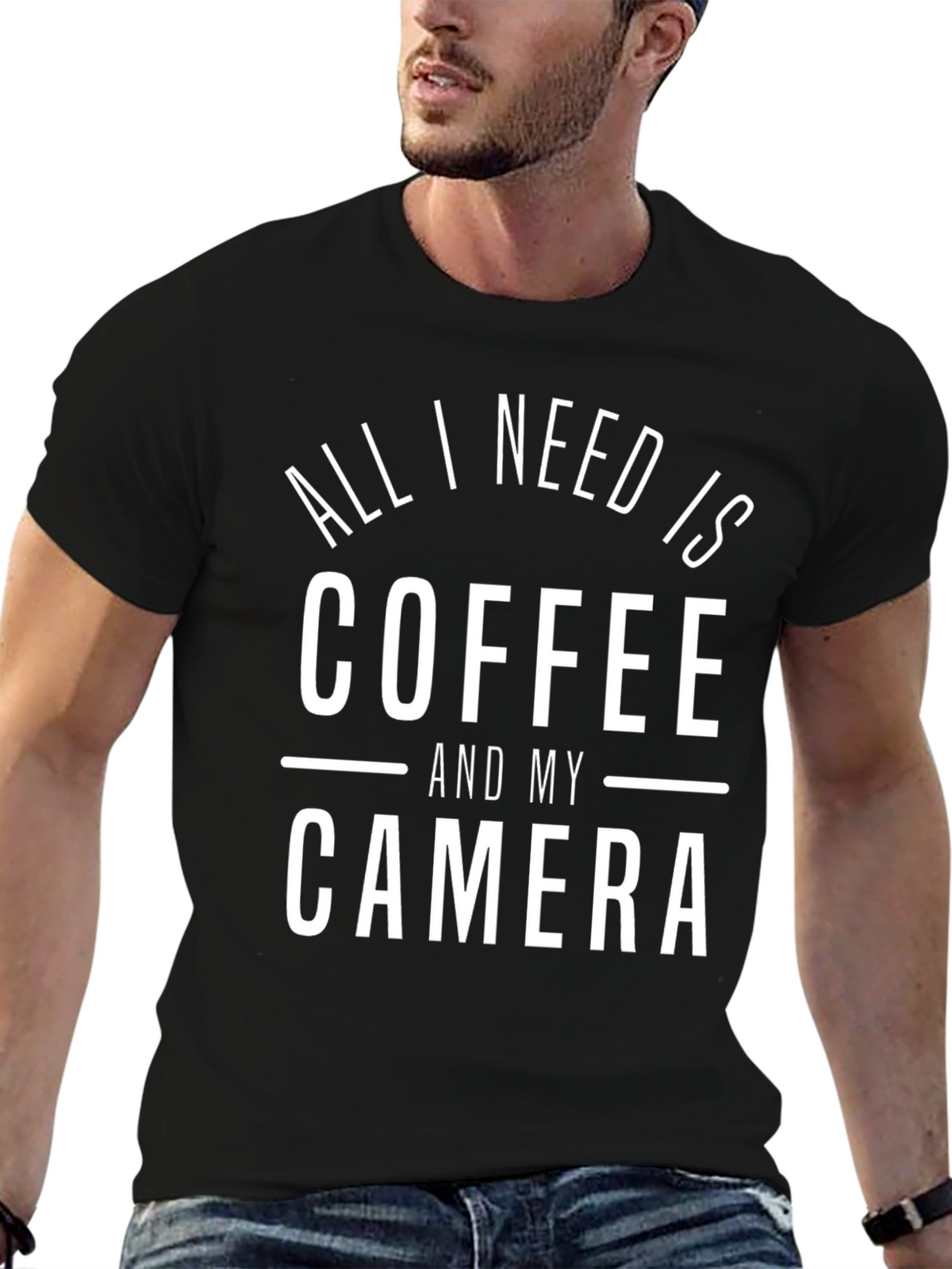 Coffee & Camera Graphic Tee - Black Unisex Shirt