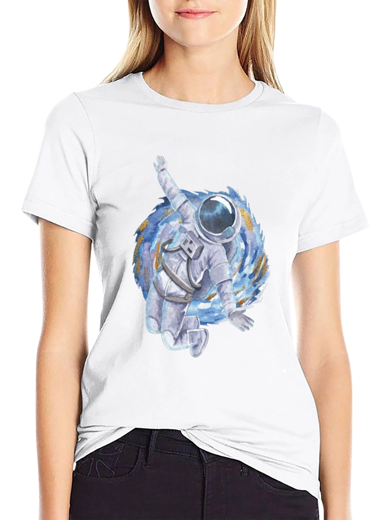Astronaut in Vortex Graphic Tee - Black