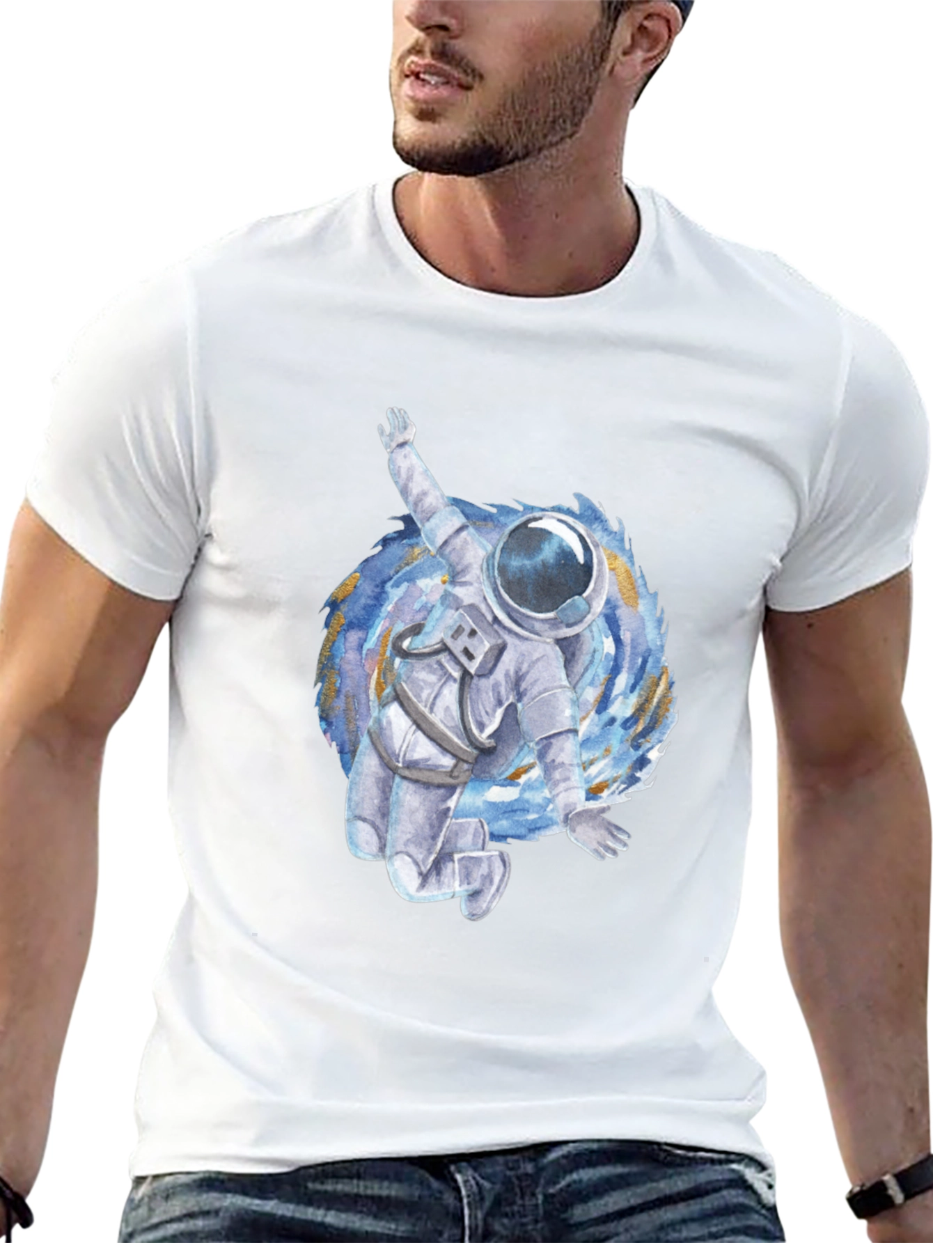 Astronaut in Vortex Graphic Tee - Black