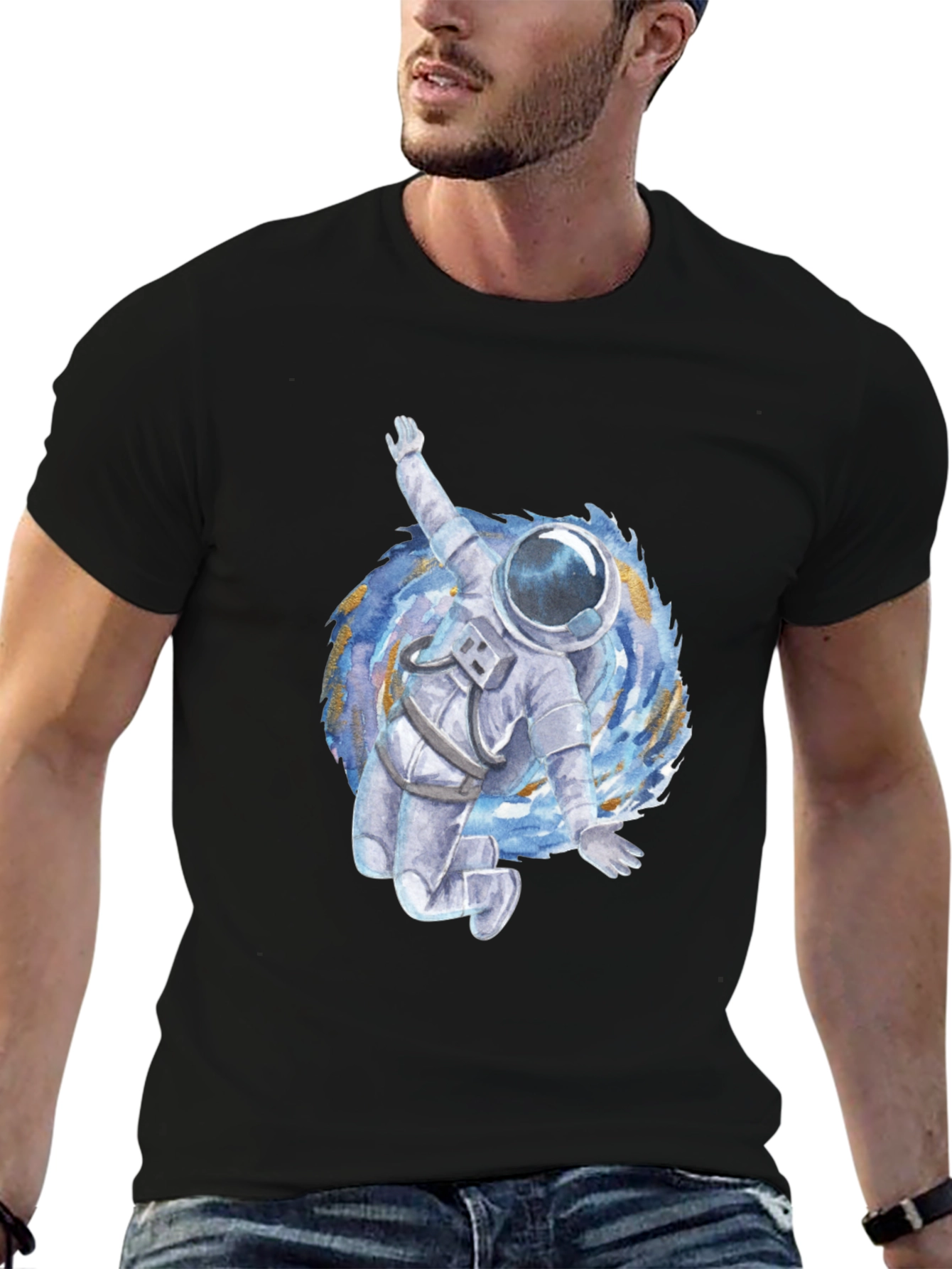 Astronaut in Vortex Graphic Tee - Black