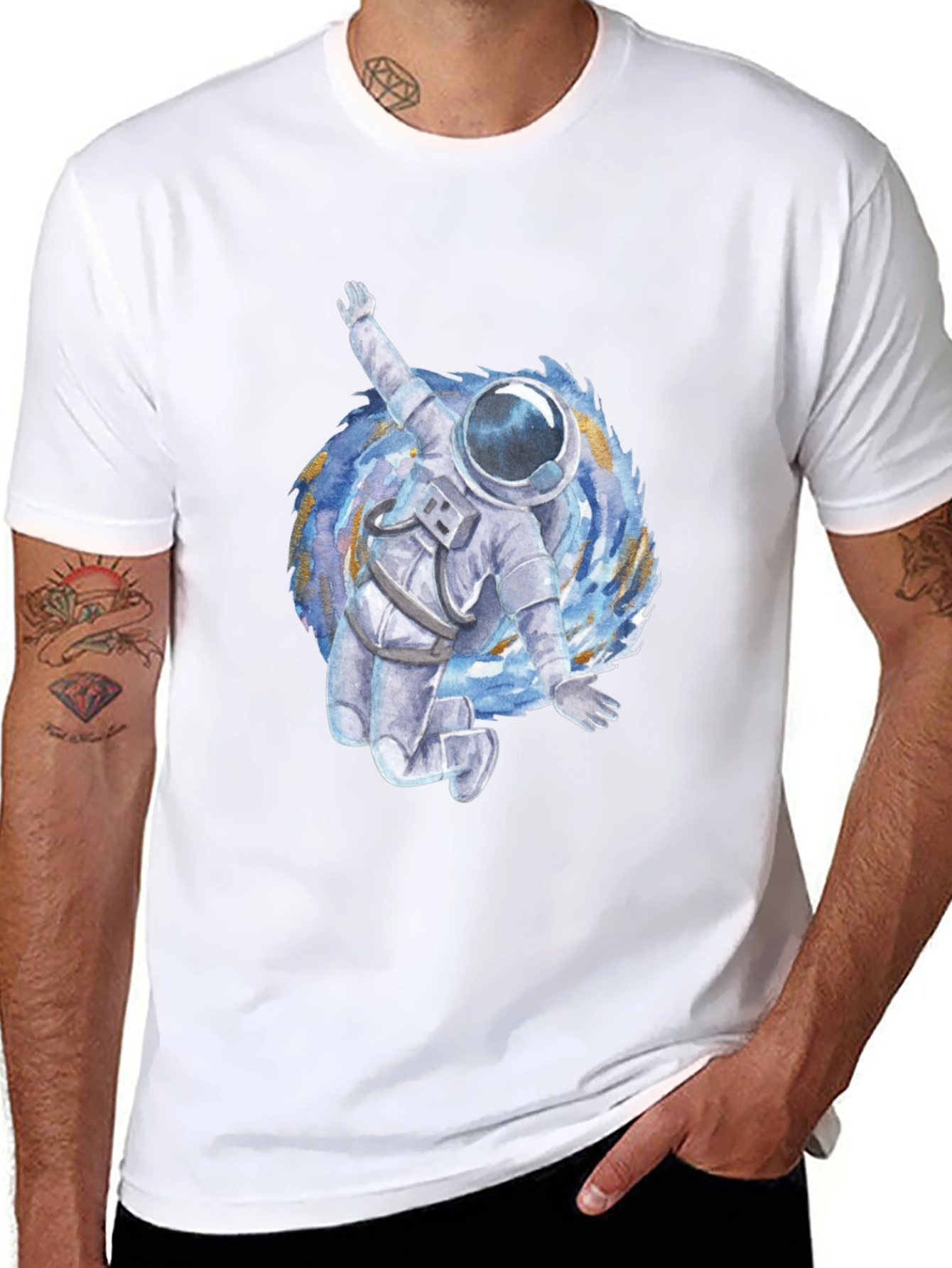 Astronaut in Vortex Graphic Tee - Black