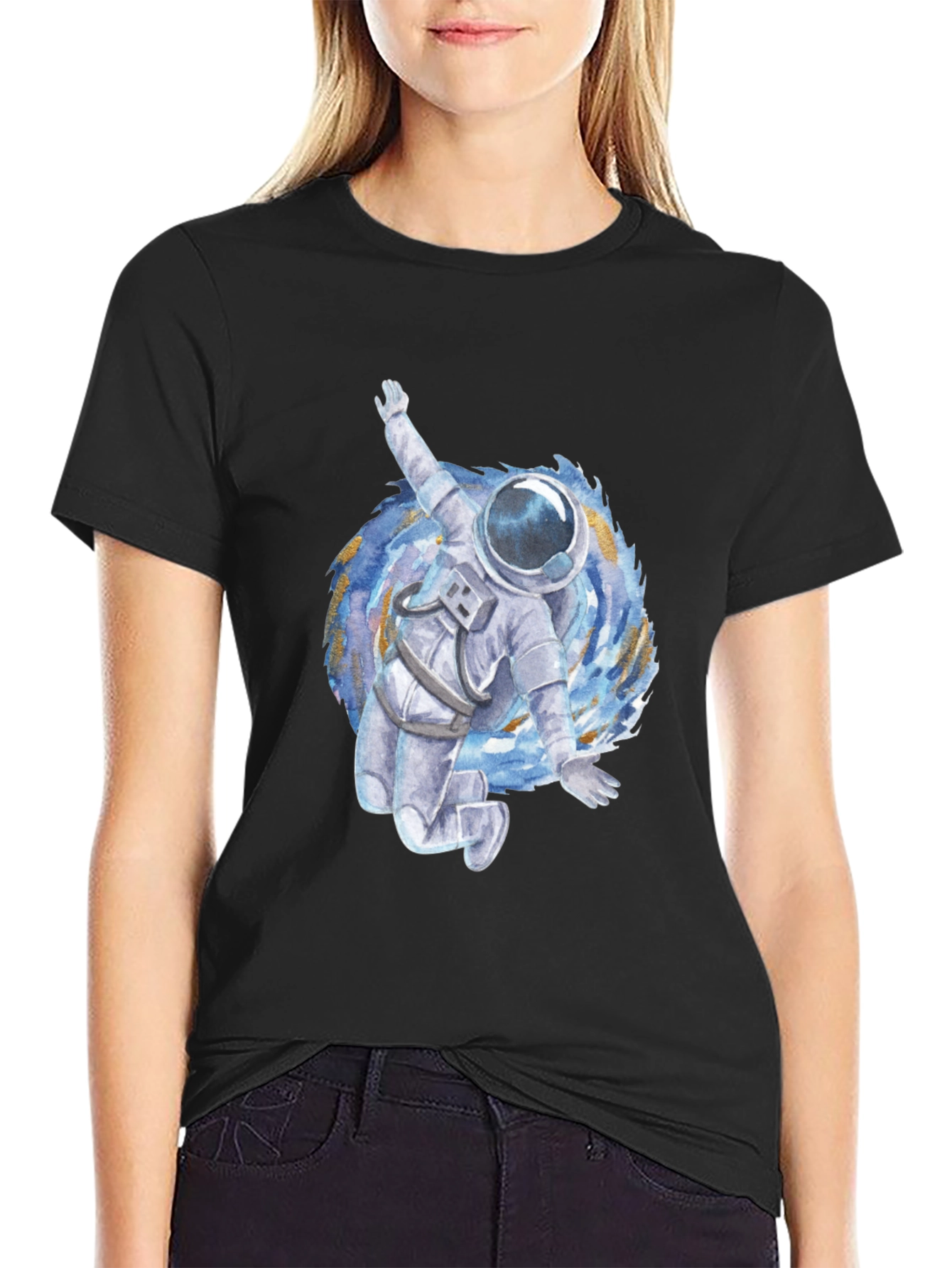 Astronaut in Vortex Graphic Tee - Black