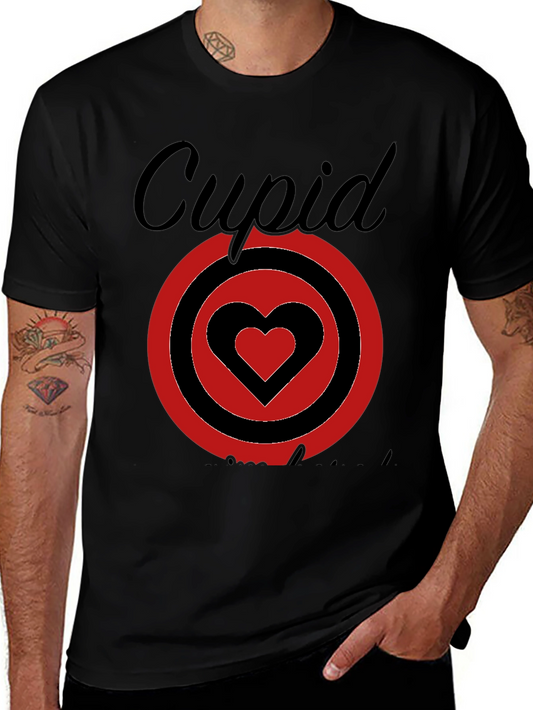 Cupid Heart Target Graphic Tee - Black Cotton