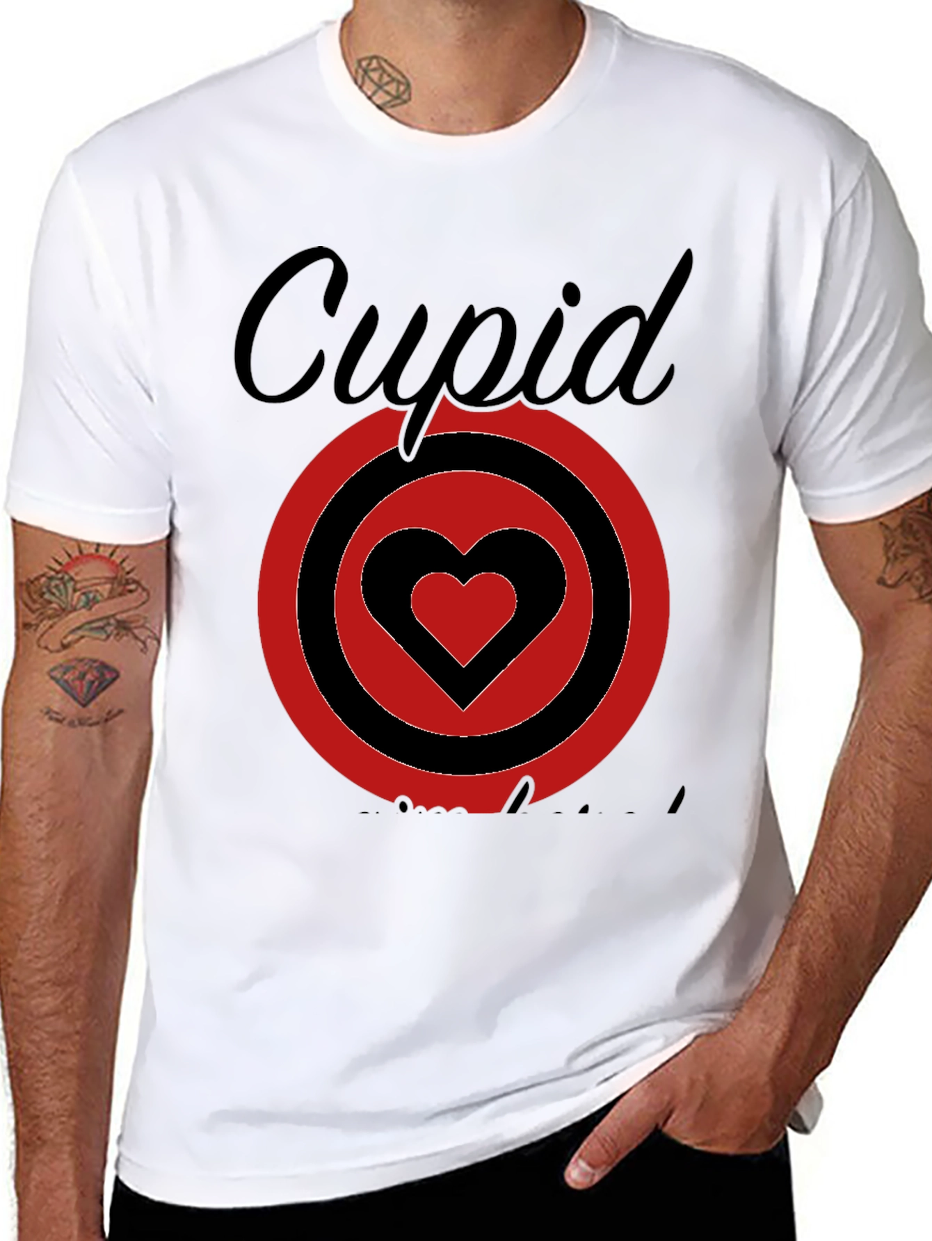 Cupid Heart Target Graphic Tee - Black Cotton