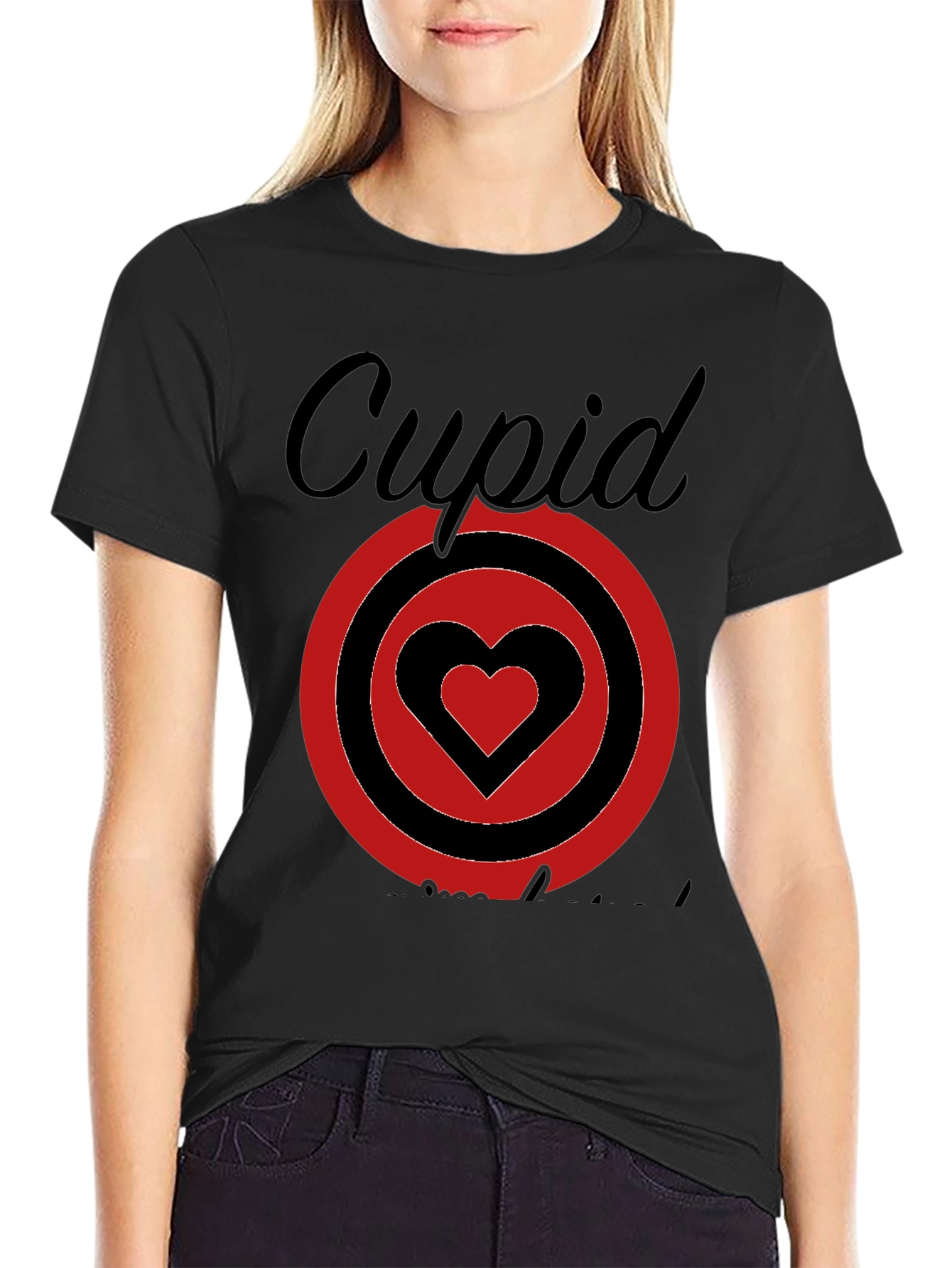 Cupid Heart Target Graphic Tee - Black Cotton