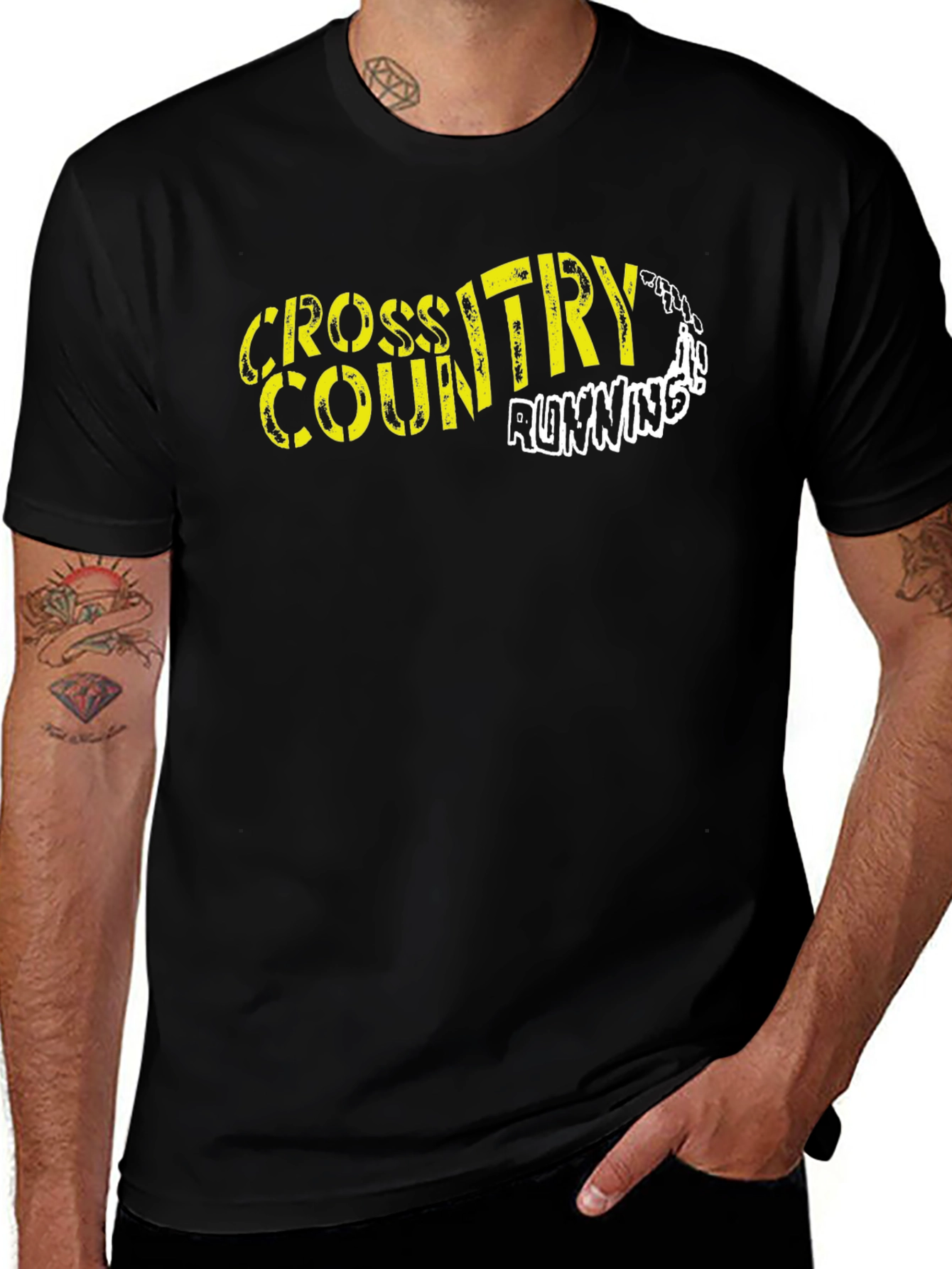 Cross Country Running Black Graphic Tee