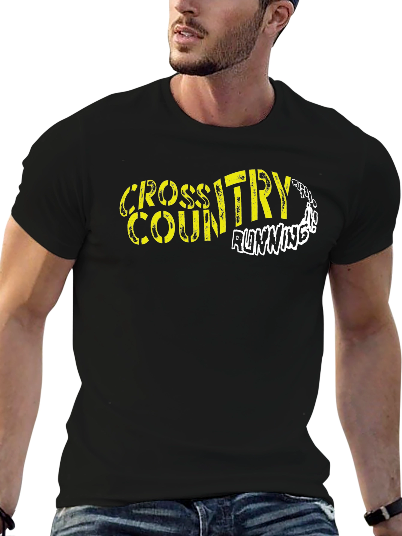 Cross Country Running Black Graphic Tee