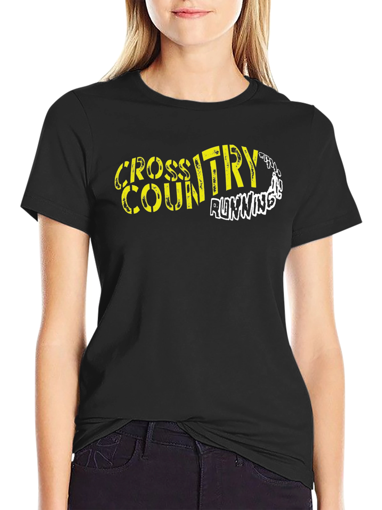 Cross Country Running Black Graphic Tee