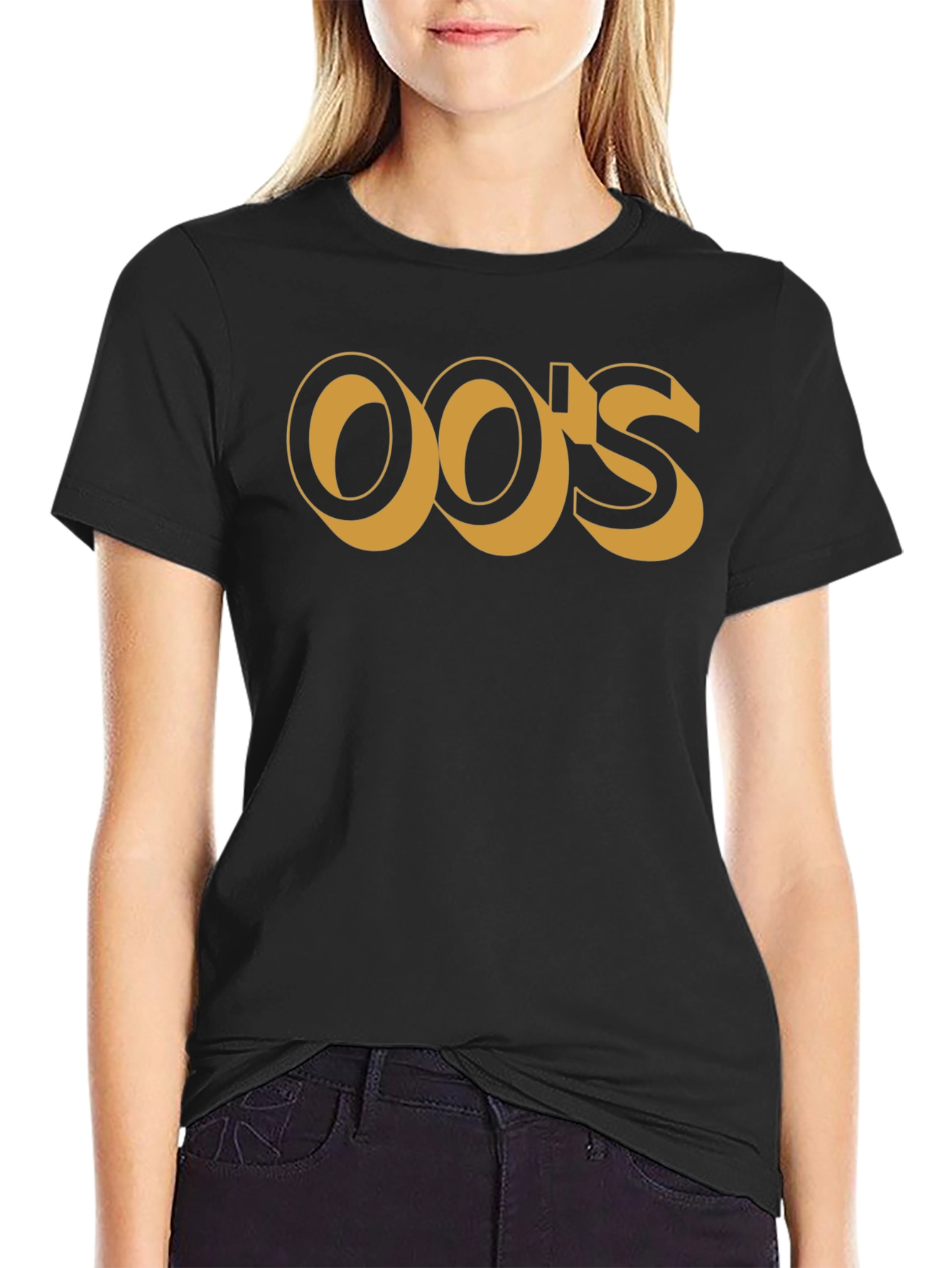 Y2K Inspired Black Cotton Graphic Tee