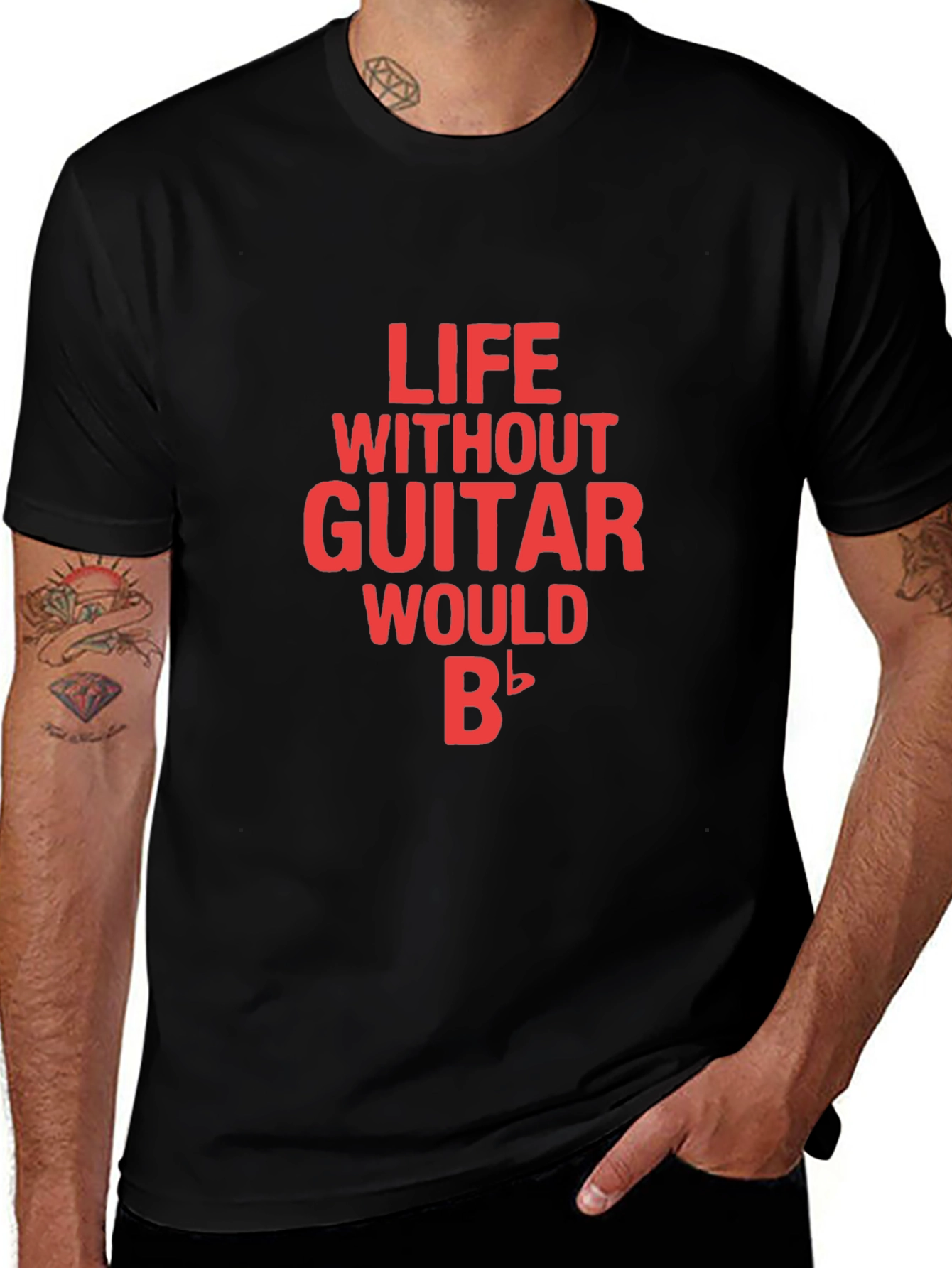 Life Without Guitar Black Tee Shirt