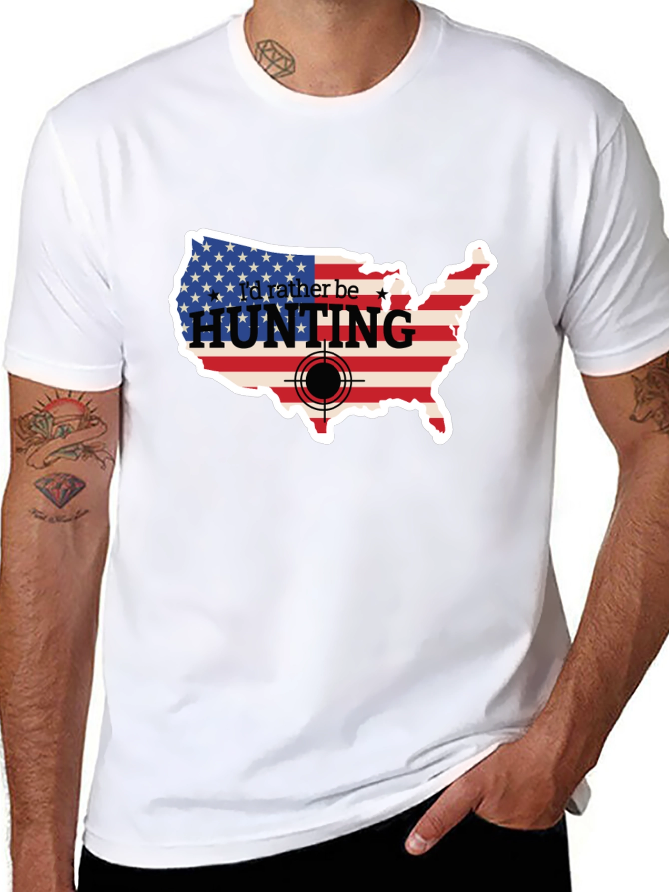 Id Rather Be Hunting USA Flag T-Shirt