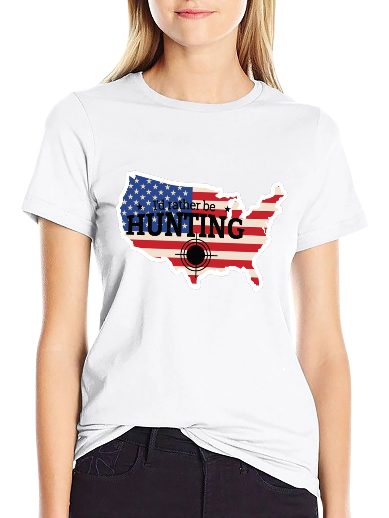 Id Rather Be Hunting USA Flag T-Shirt