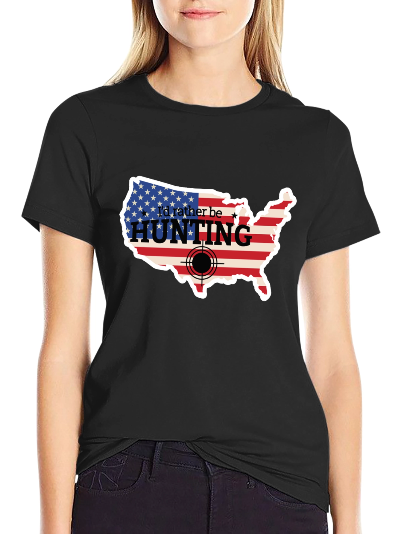 Id Rather Be Hunting USA Flag T-Shirt