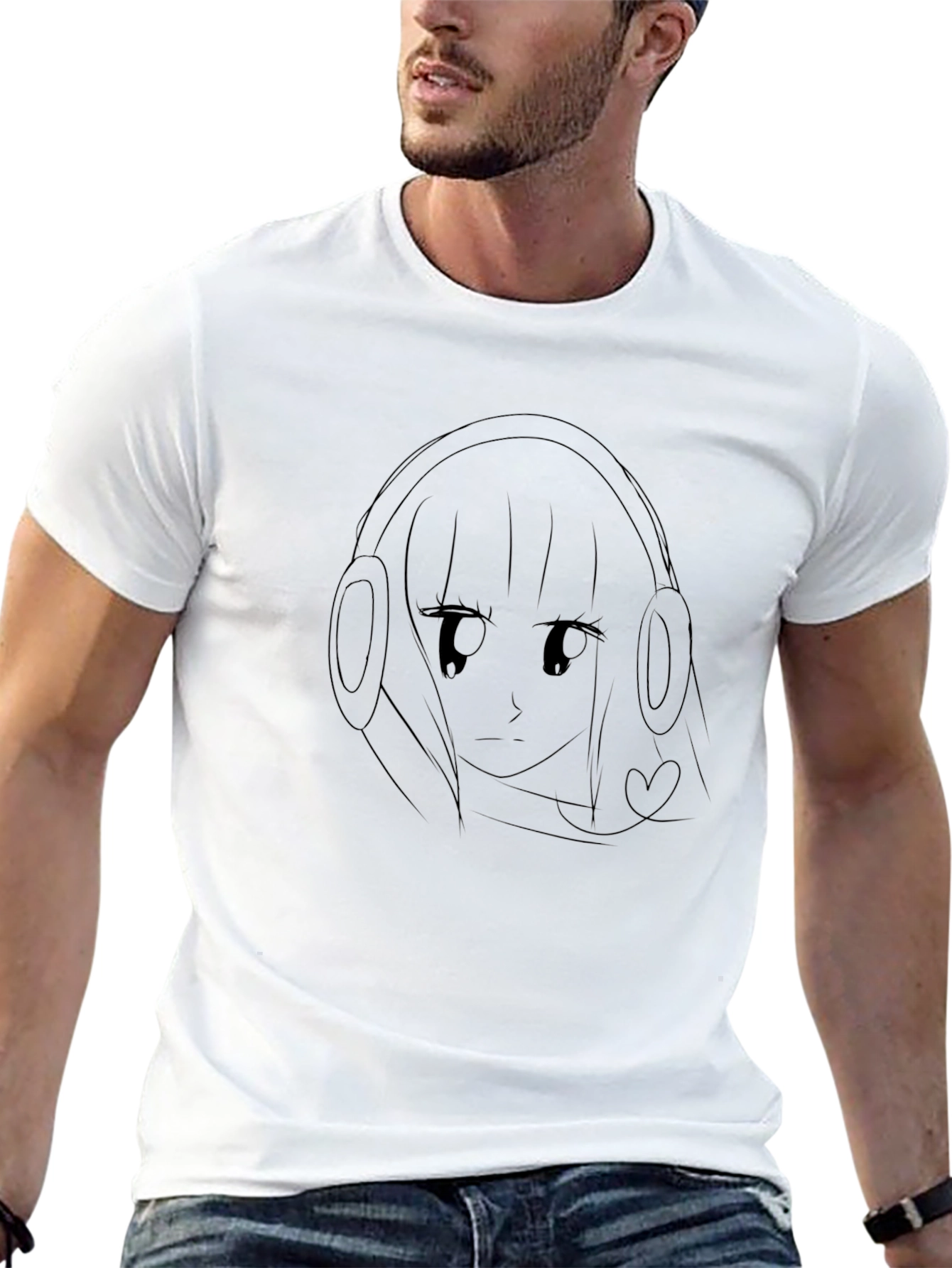 Anime Girl Headphones T-Shirt