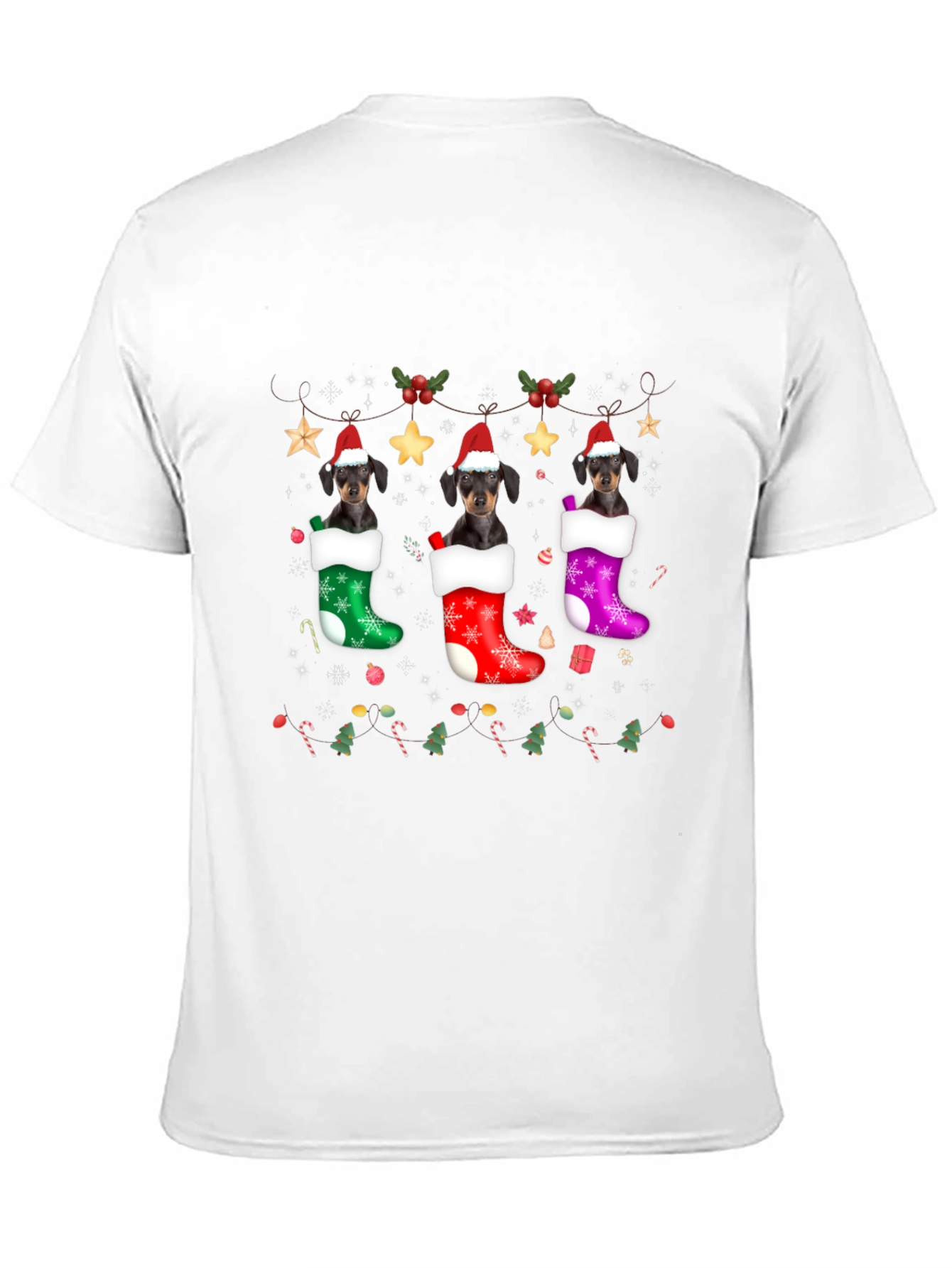 Festive Dachshund Christmas Stocking T-Shirt