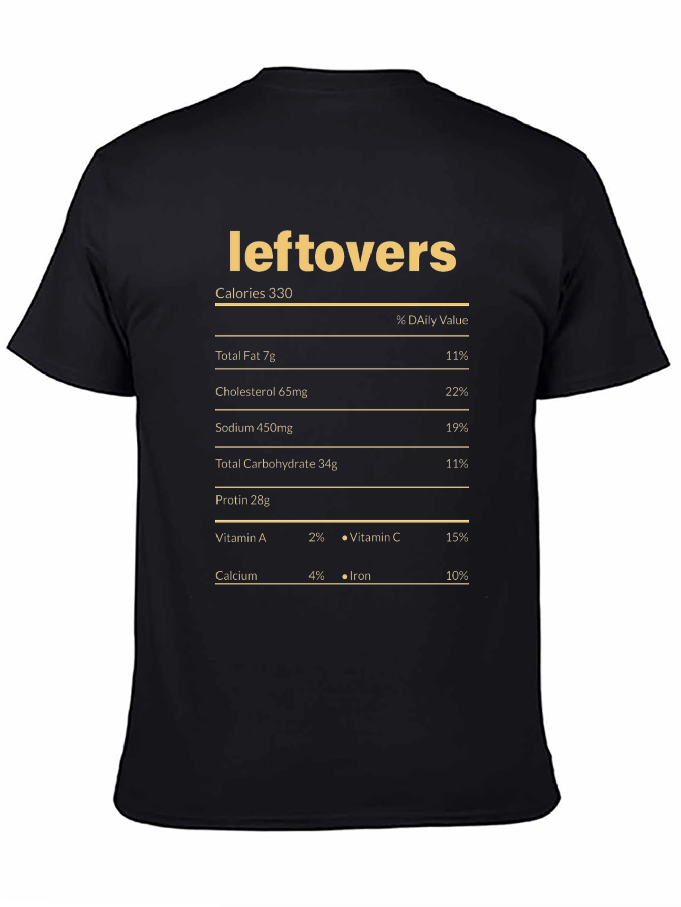 Leftovers Nutrition Facts T-Shirt - Funny Foodie Tee