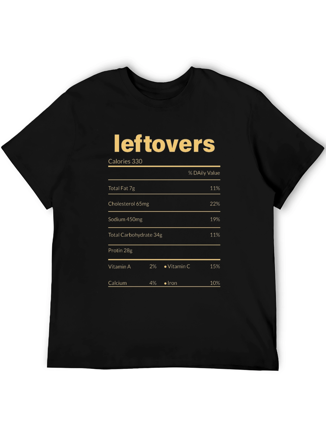 Leftovers Nutrition Facts T-Shirt - Funny Foodie Tee