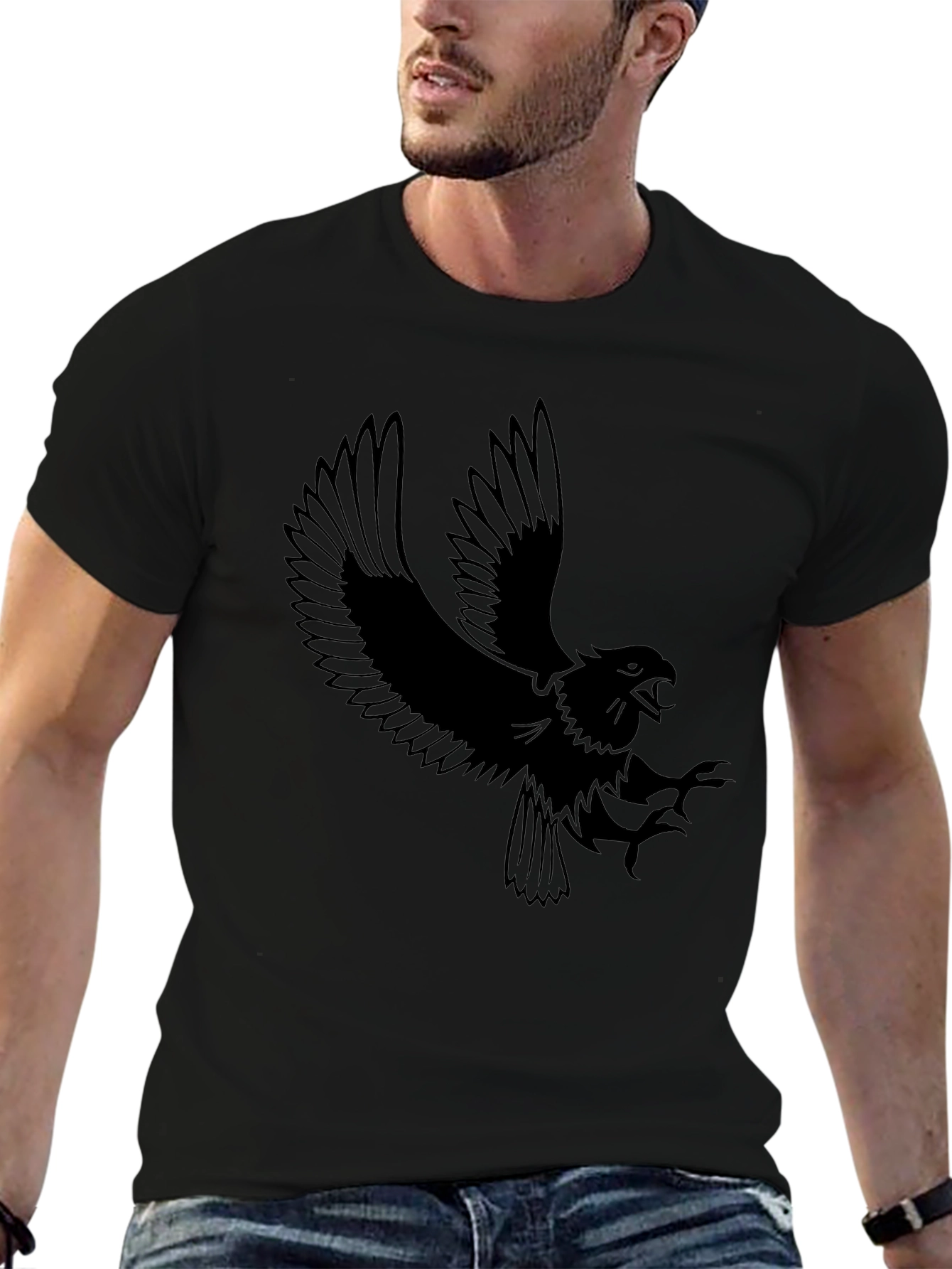 Mens Black Eagle Graphic Tee