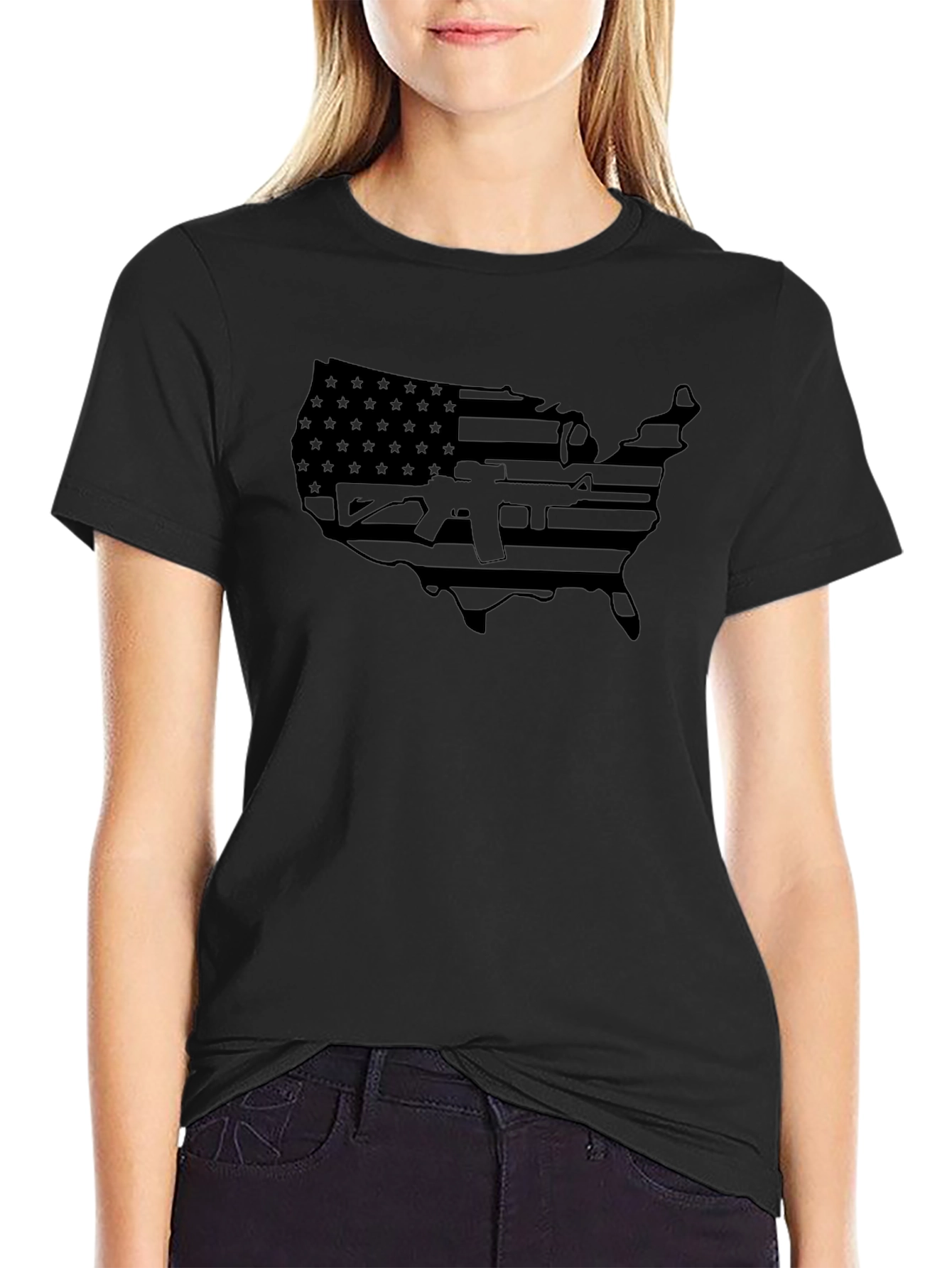 USA Flag Gun Graphic T-Shirt