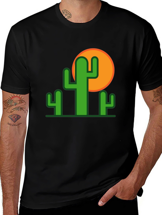 Cactus Graphic Tee - Black Cotton T-Shirt