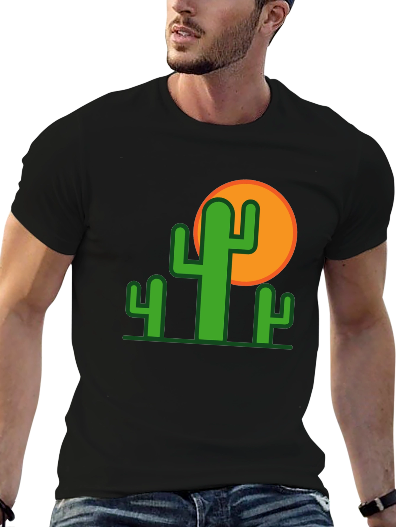 Cactus Graphic Tee - Black Cotton T-Shirt