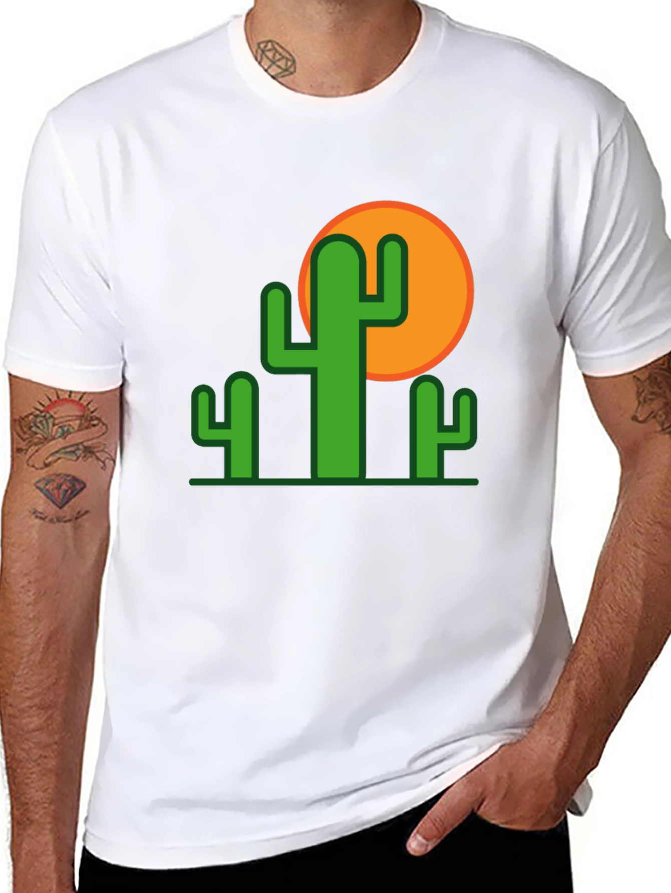 Cactus Graphic Tee - Black Cotton T-Shirt