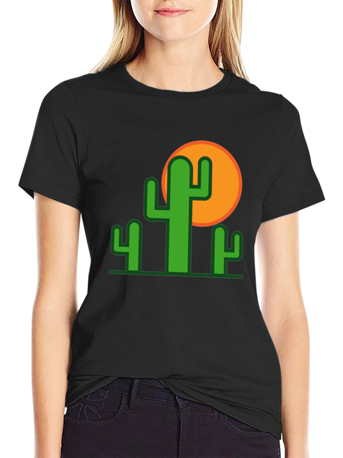 Cactus Graphic Tee - Black Cotton T-Shirt