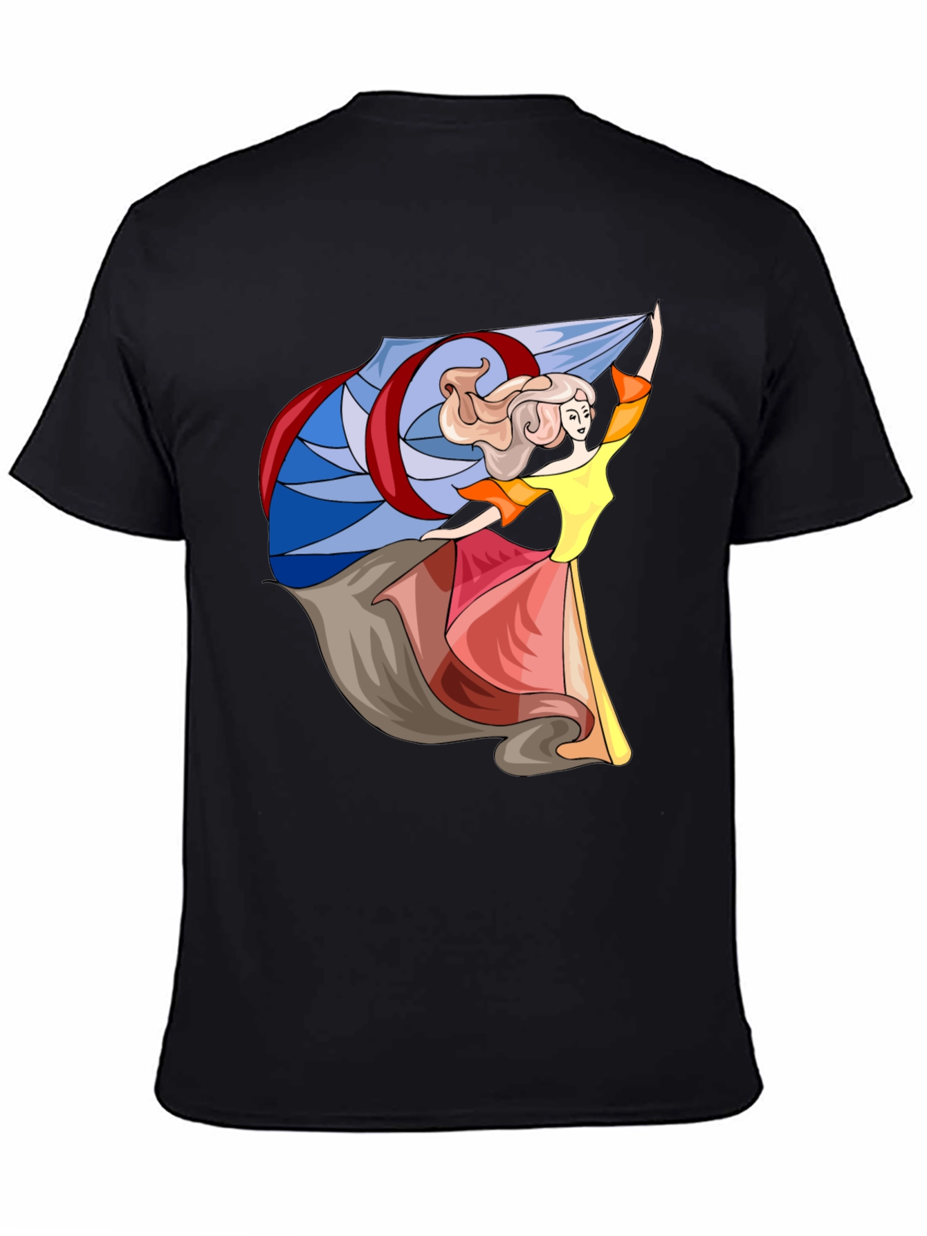 Whimsical Dancer Graphic Tee - Black Cotton Blend