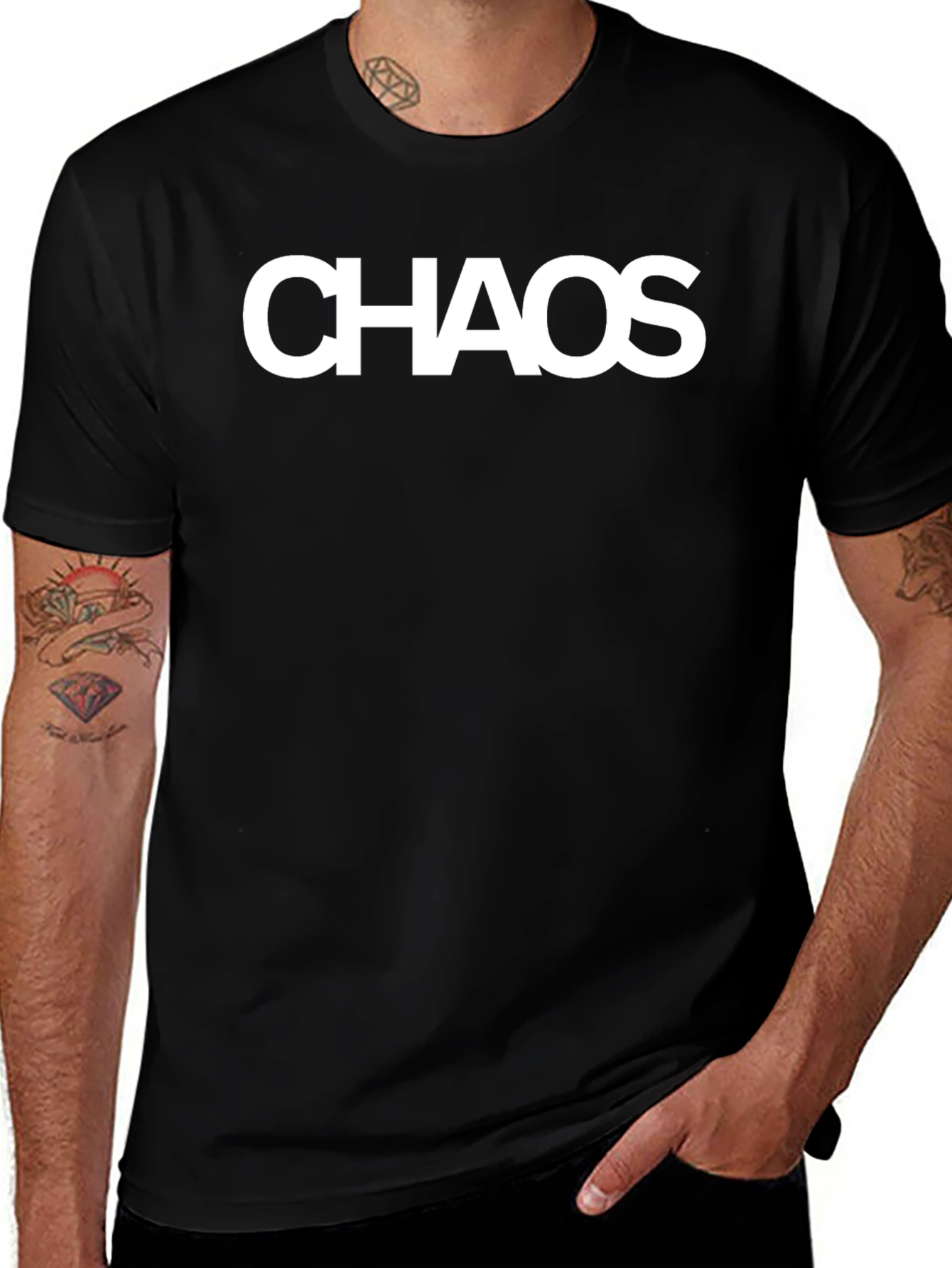 Chaos Graphic Print Mens Black T-Shirt