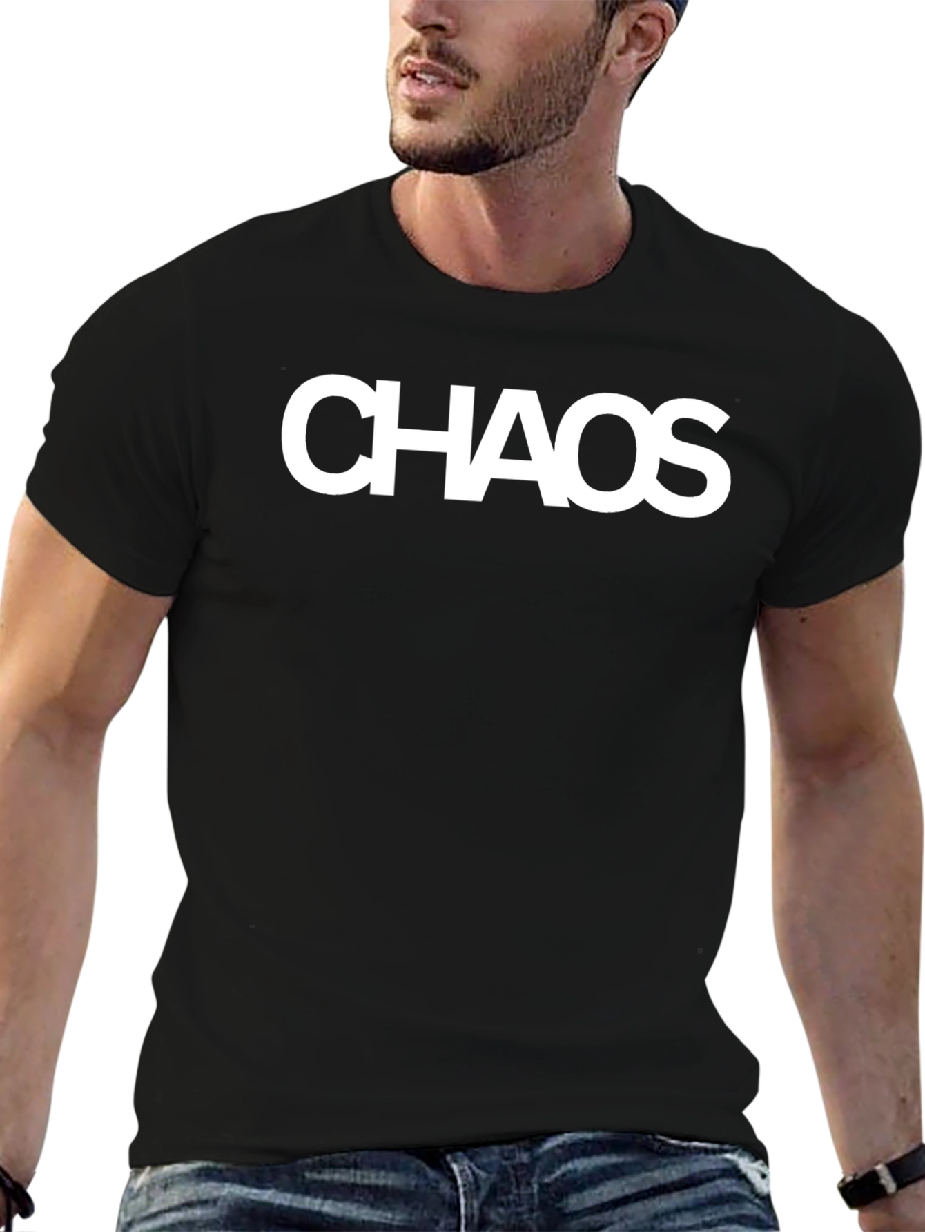 Chaos Graphic Print Mens Black T-Shirt