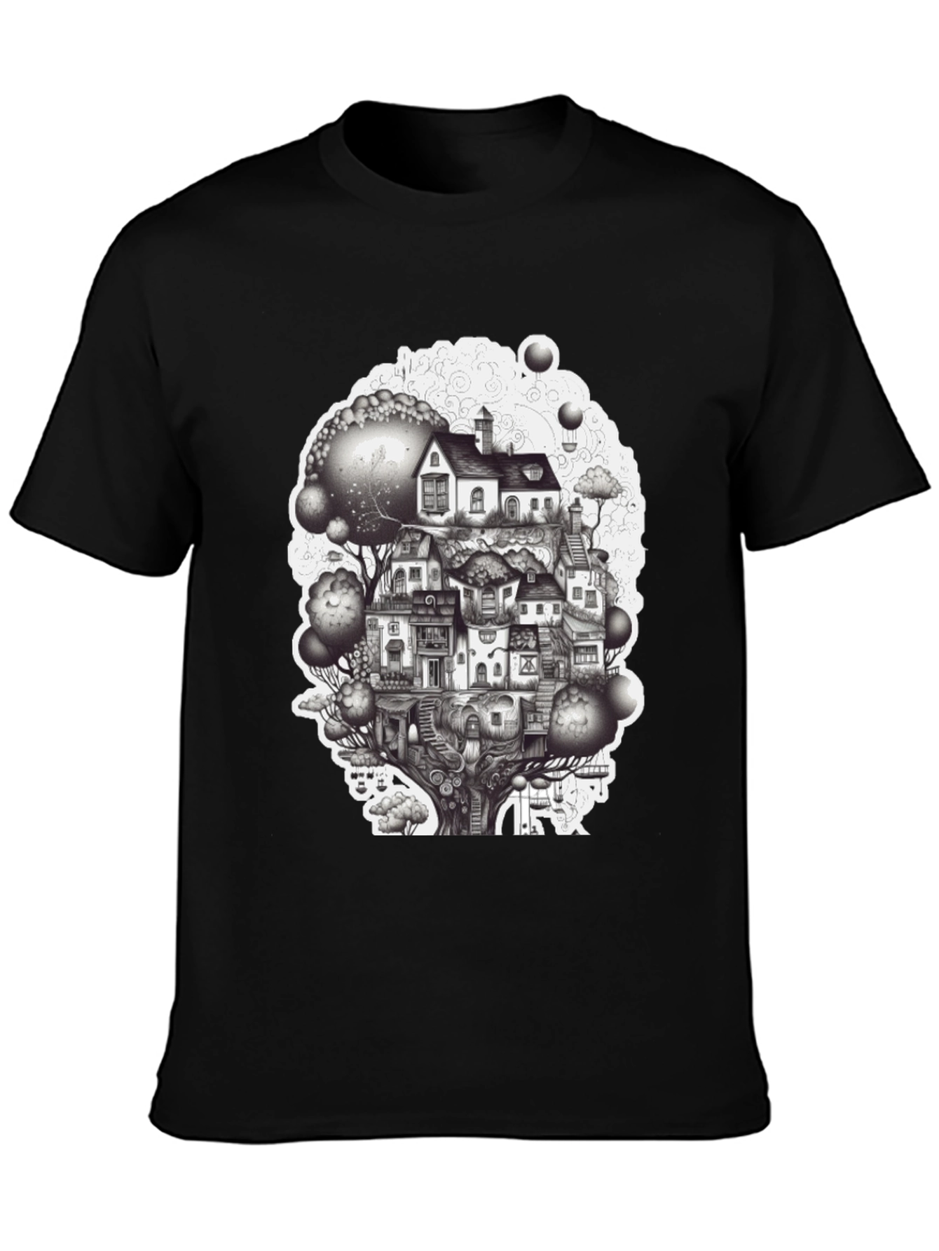 Whimsical Treehouse Town Graphic Tee