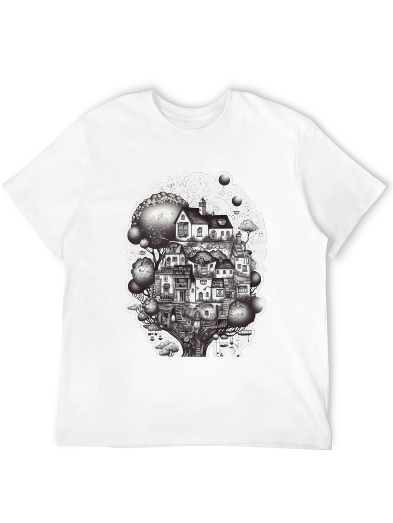 Whimsical Treehouse Town Graphic Tee