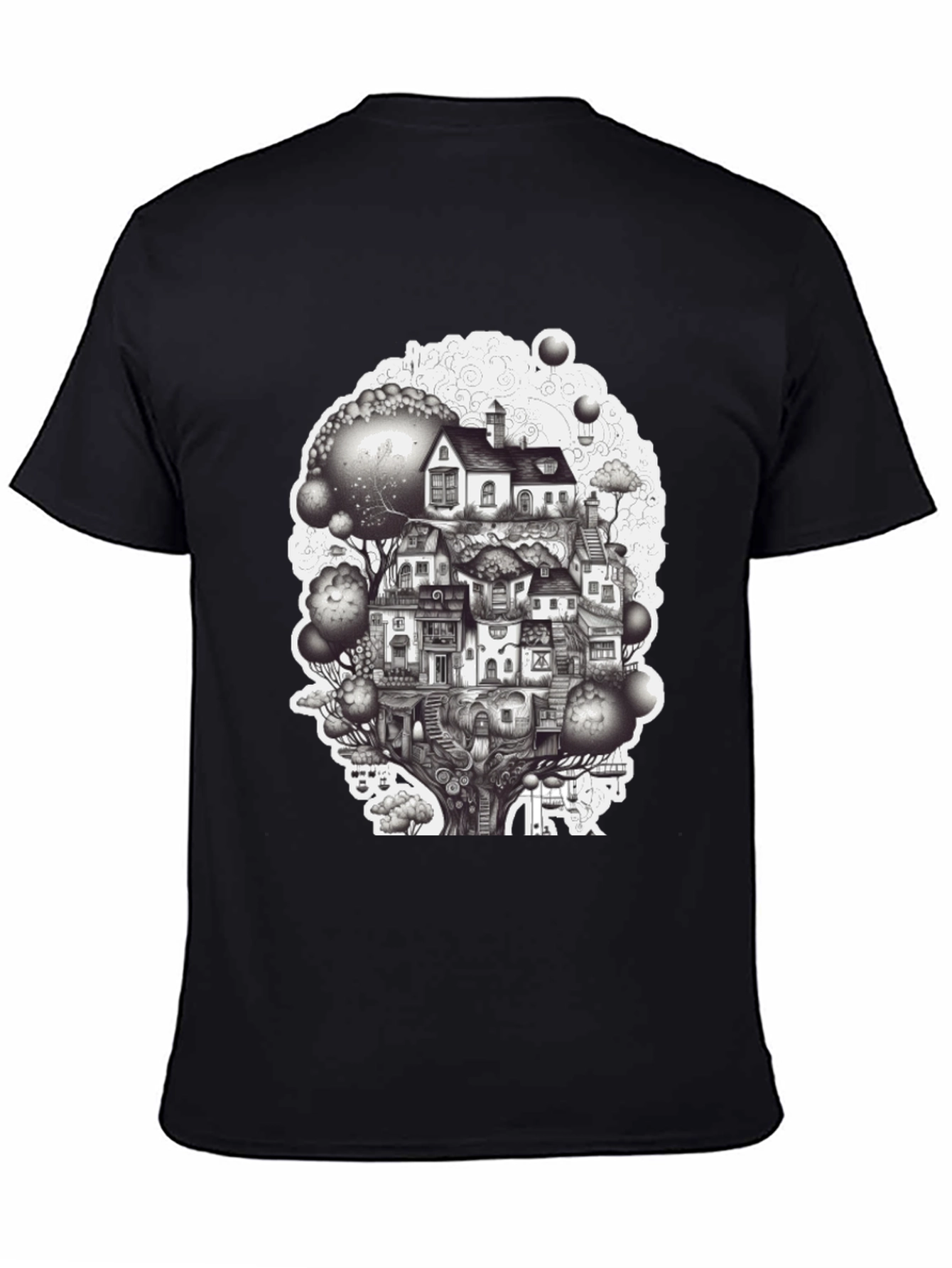 Whimsical Treehouse Town Graphic Tee