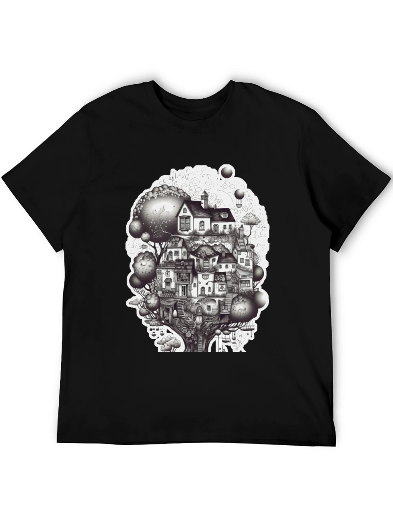 Whimsical Treehouse Town Graphic Tee