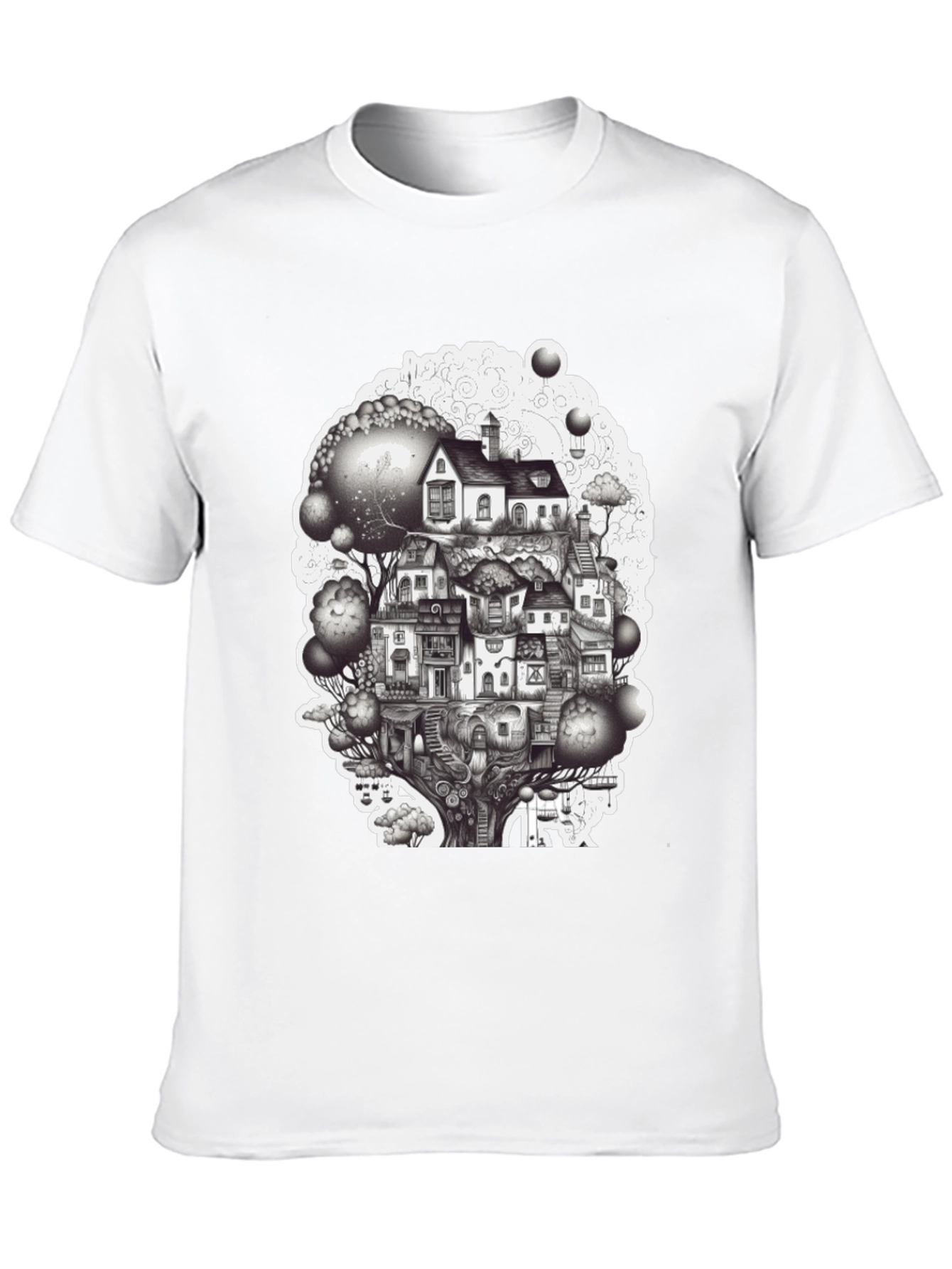 Whimsical Treehouse Town Graphic Tee