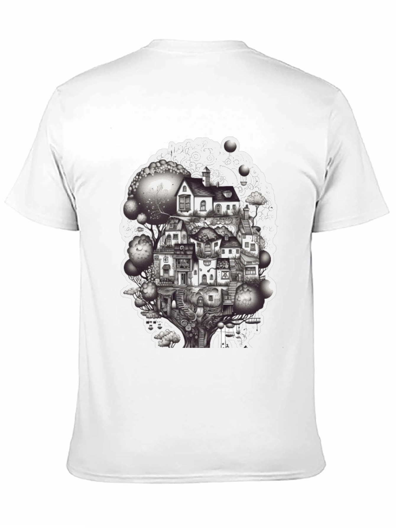 Whimsical Treehouse Town Graphic Tee